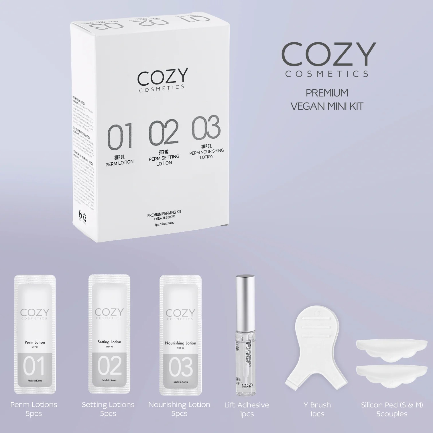 Cozy Cosmetics Premium Vegan Lifting Mini Kit - Kaş/Kirpik Laminasyon Seti (20 Uygulama)