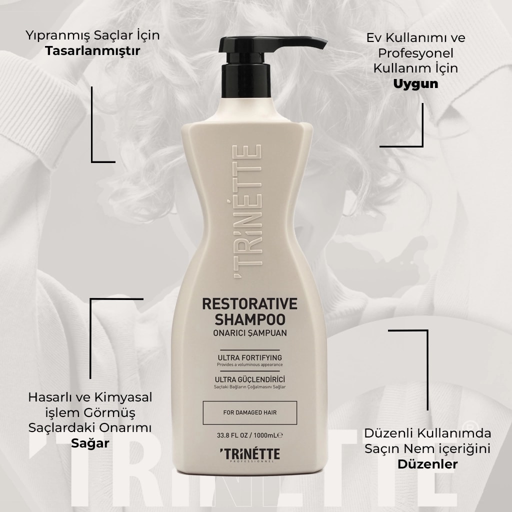 Trinette Professionnel Yıpranmış Saçlar İçin Onarıcı Profesyonel Şampuan 1000ML