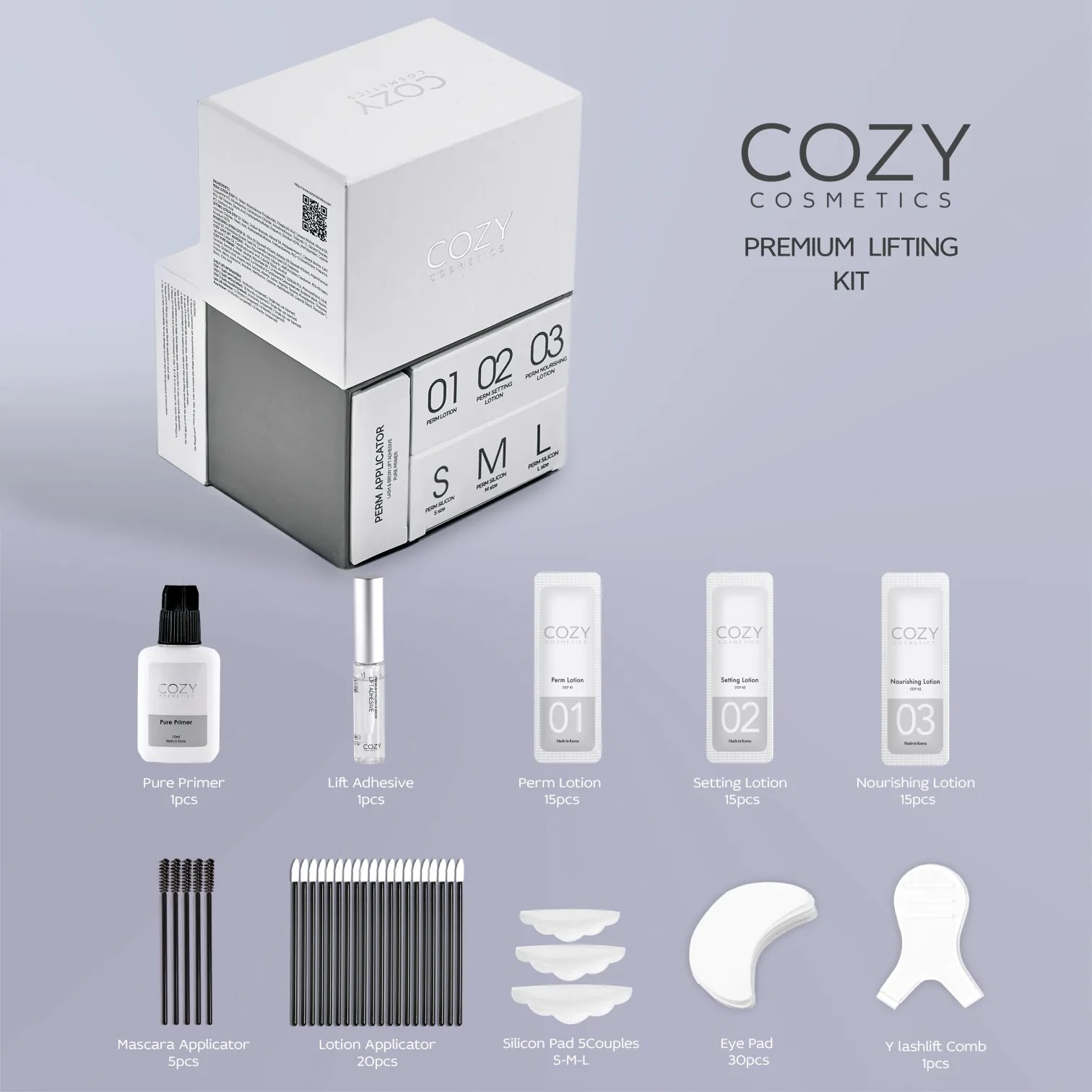 Cozy Cosmetics Premium Vegan Lifting Kit - Kaş/Kirpik Laminasyon Seti (60 Uygulama)