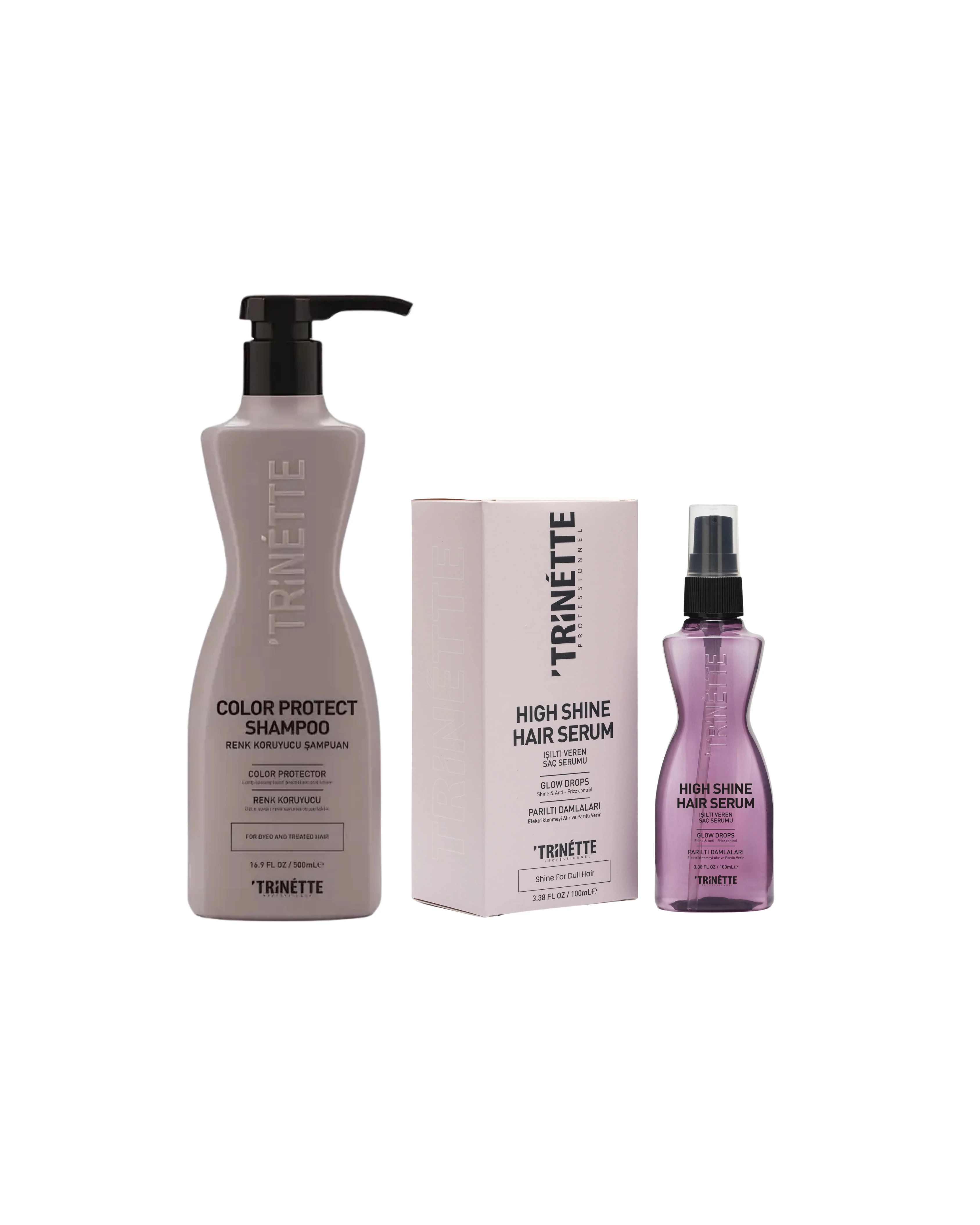 Trinette Professionnel Boyalı Saçlar için Şampuan - Işıltı Veren Saç Serumu Set