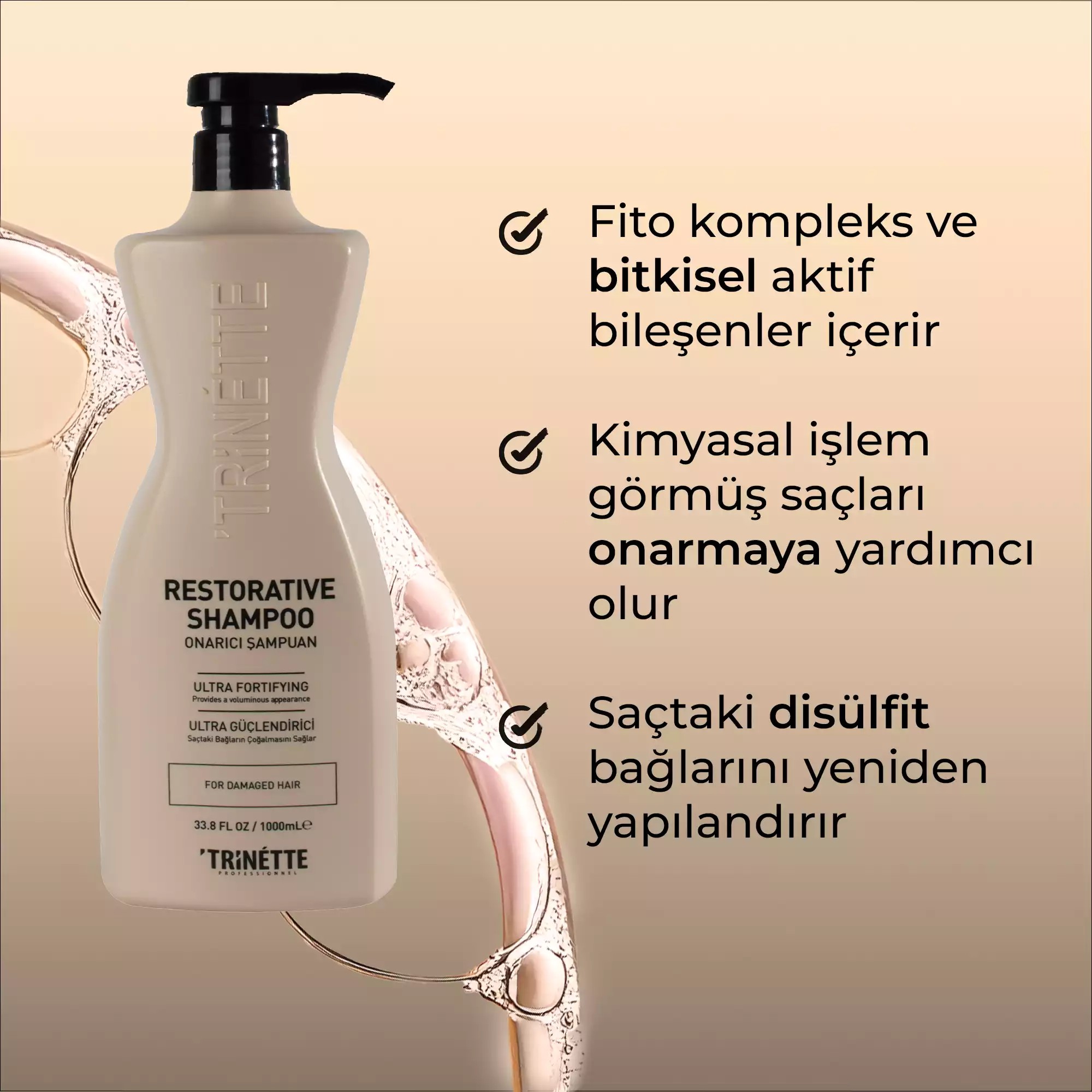 Trinette Professionnel Yıpranmış Saçlar İçin Onarıcı Profesyonel Şampuan 1000ML