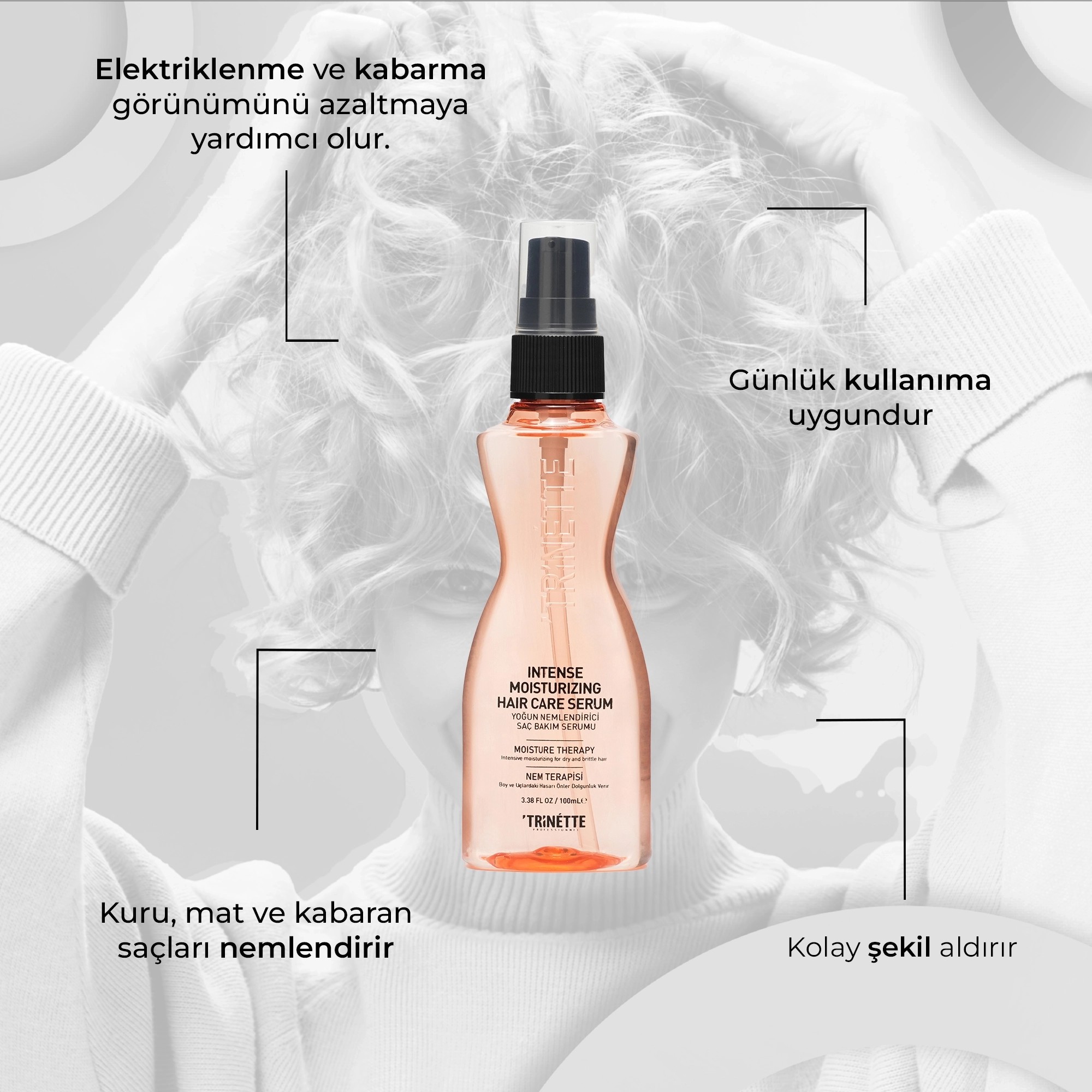 Trinette Professionnel Yoğun Nemlendirici Saç Bakım Serumu 100ML