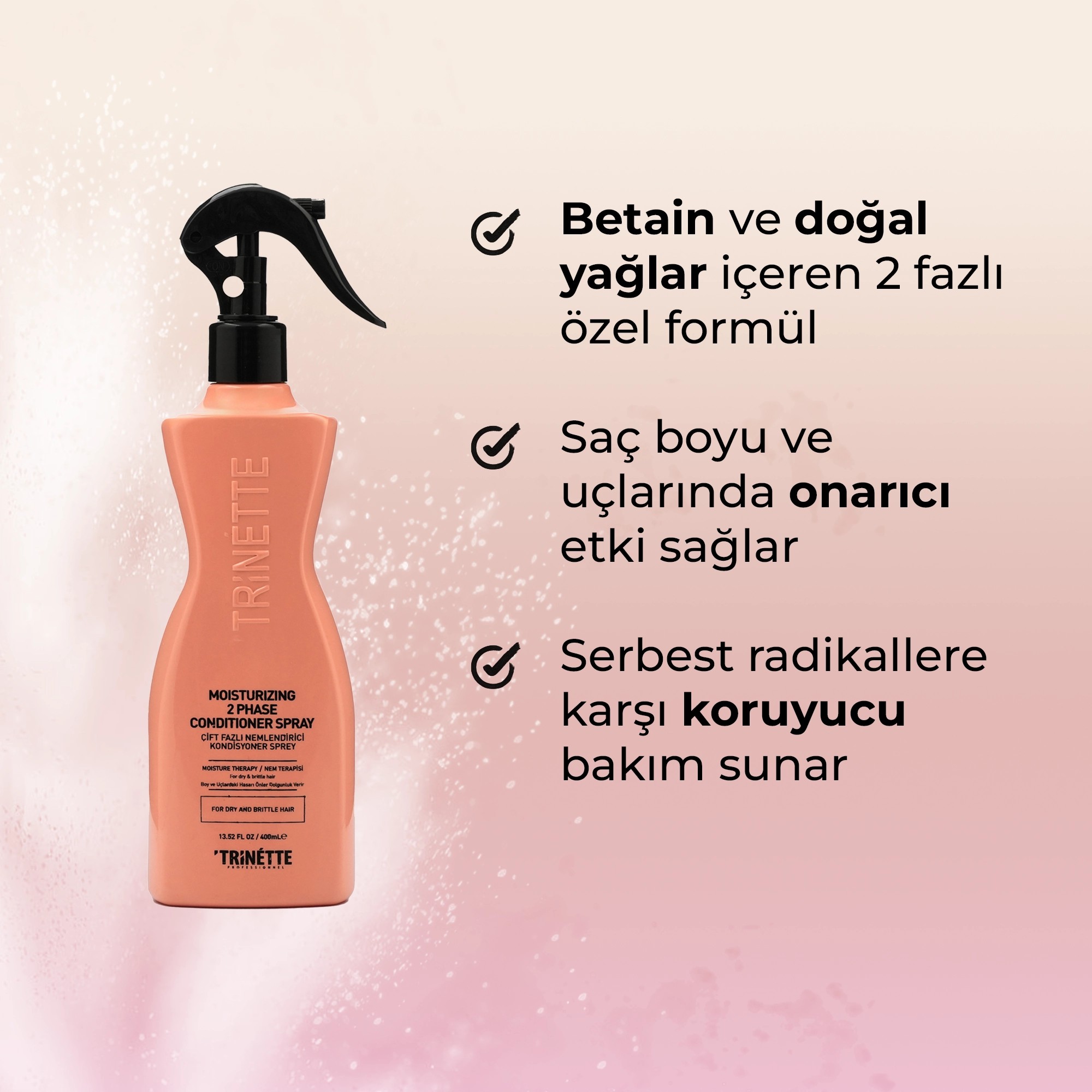 Trinette Professionnel Çift Fazlı Nemlendirici Kondisyoner Sprey 400ML