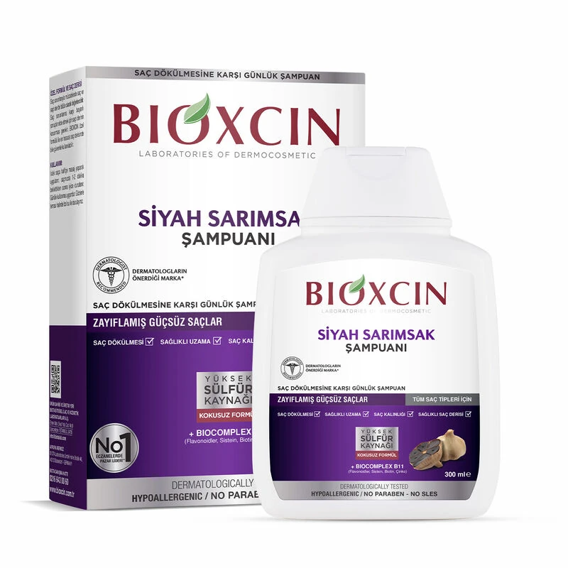 Bioxcin Saç Dökülmesine Karşı Siyah Sarımsak Şampuanı 300mL
