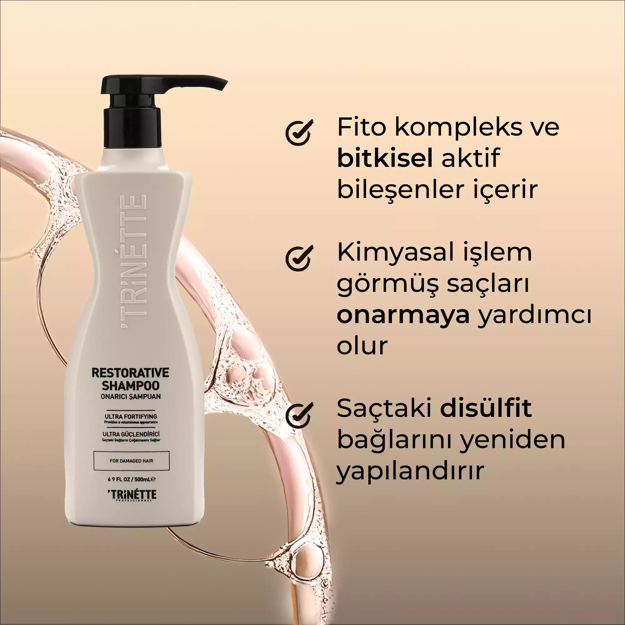 Trinette Professionnel Yıpranmış Saçlar İçin Onarıcı Profesyonel Şampuan 500ML