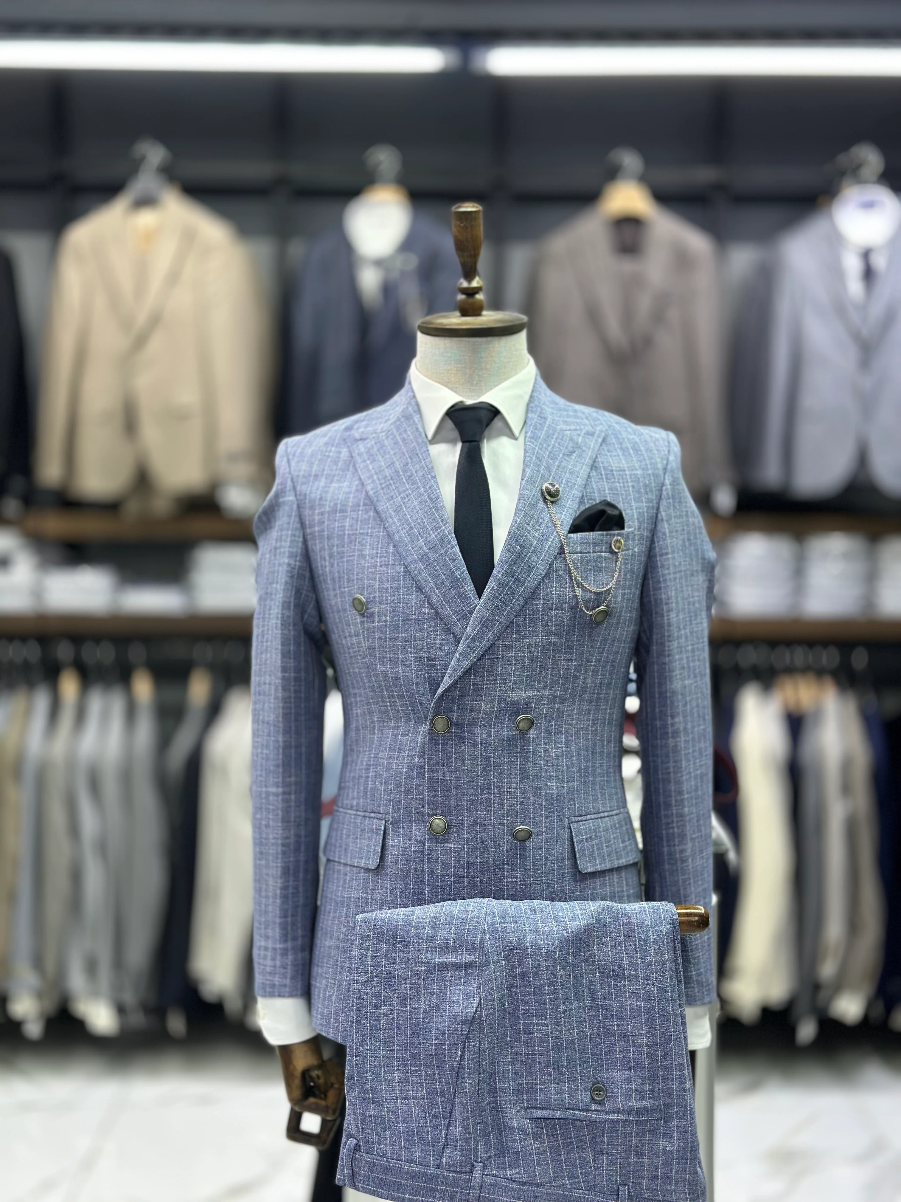 Çizgili Kruvaze Takım Elbise 