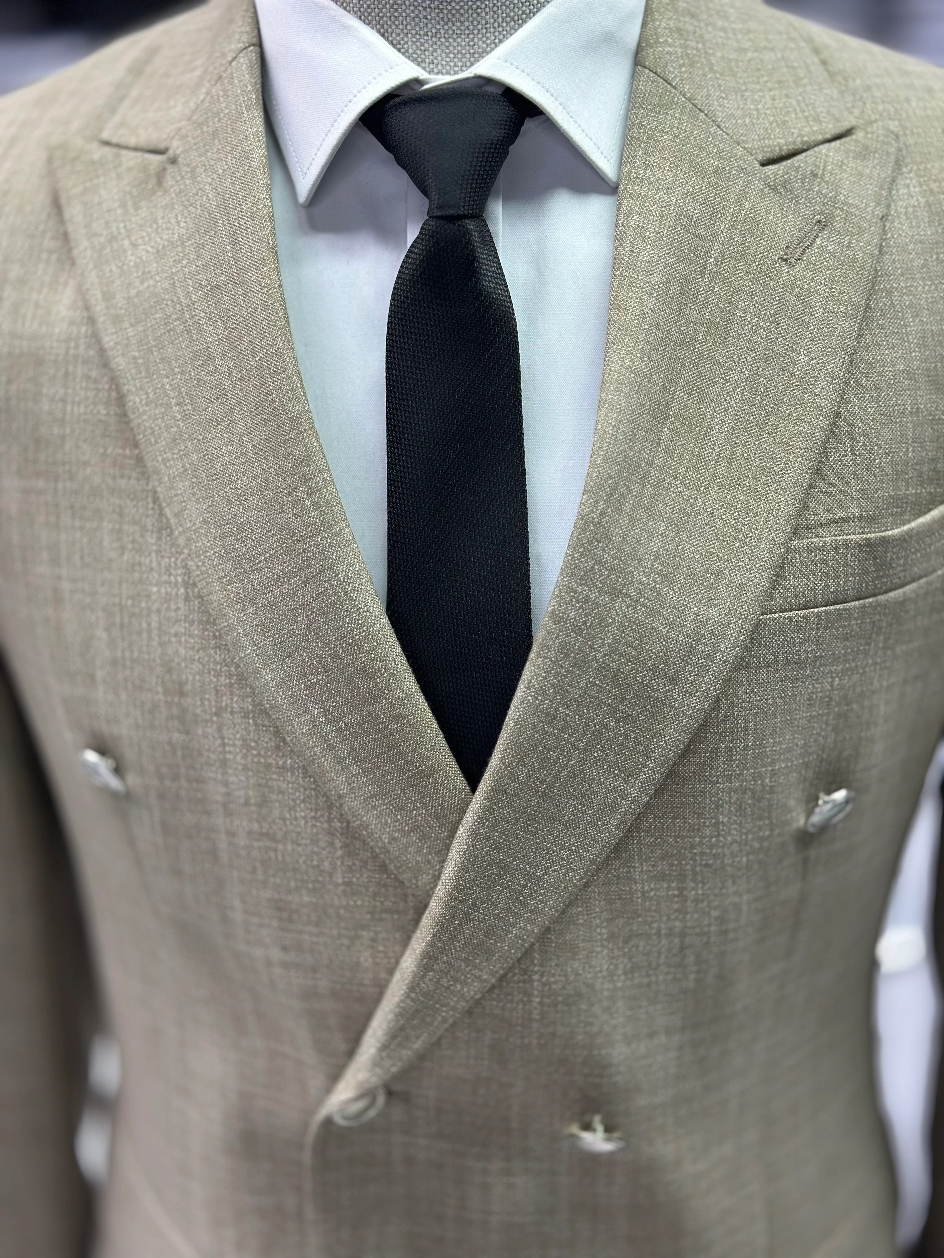 Desenli Kruvaze Takım Elbise 