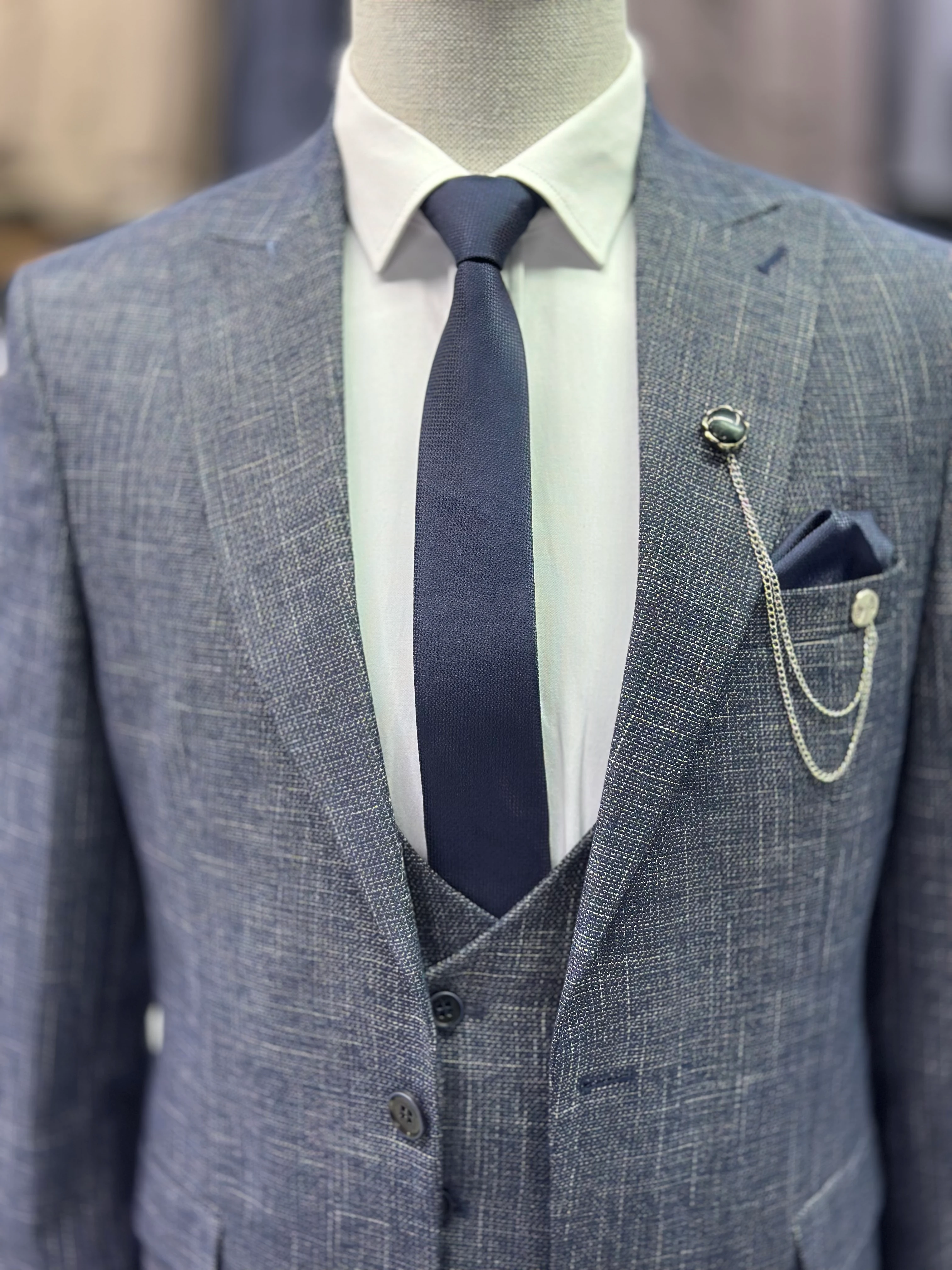 Kırçıllı Yelekli Takım Elbise HS64Q