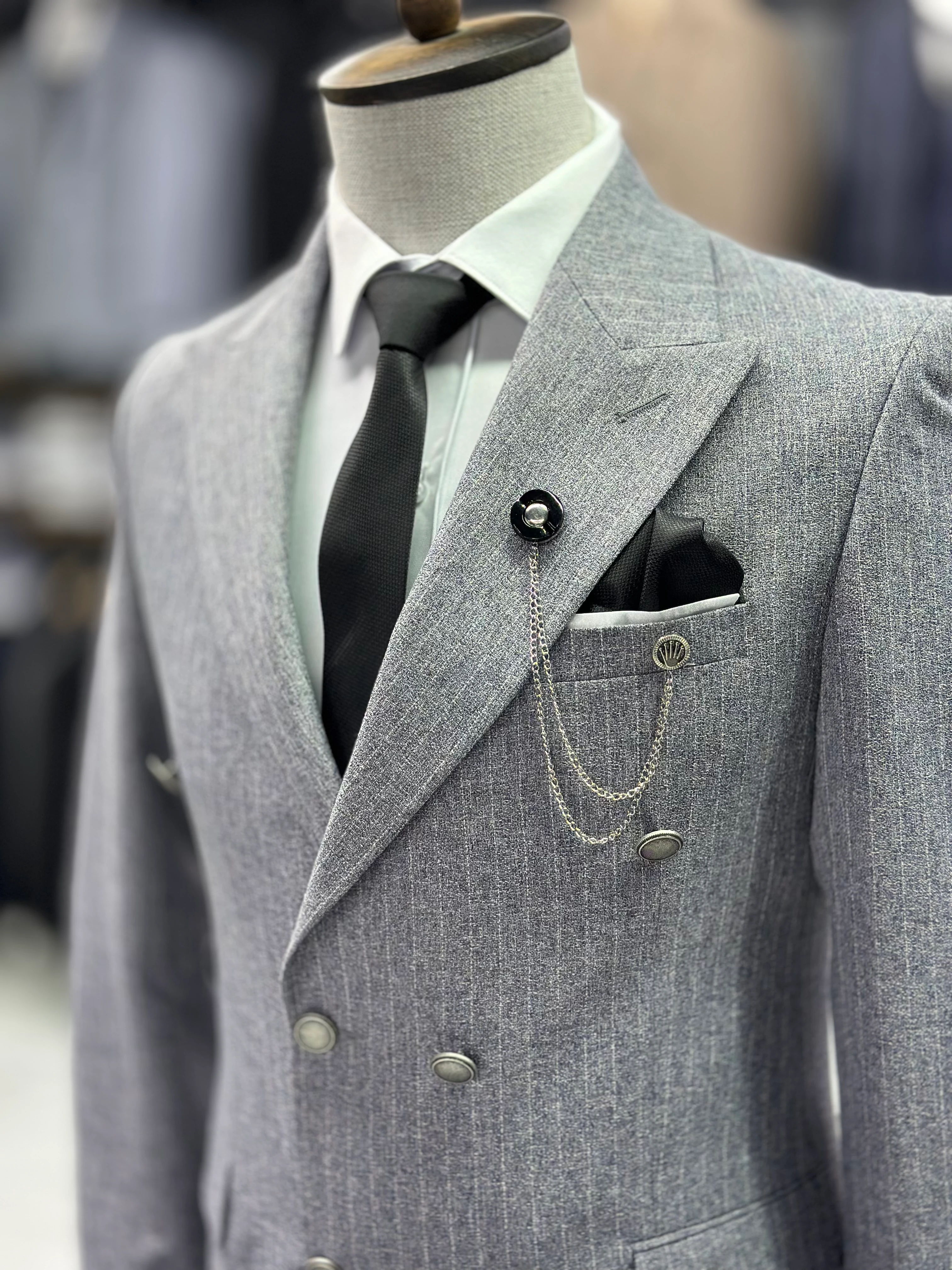 Çizgili Kruvaze Takım Elbise 