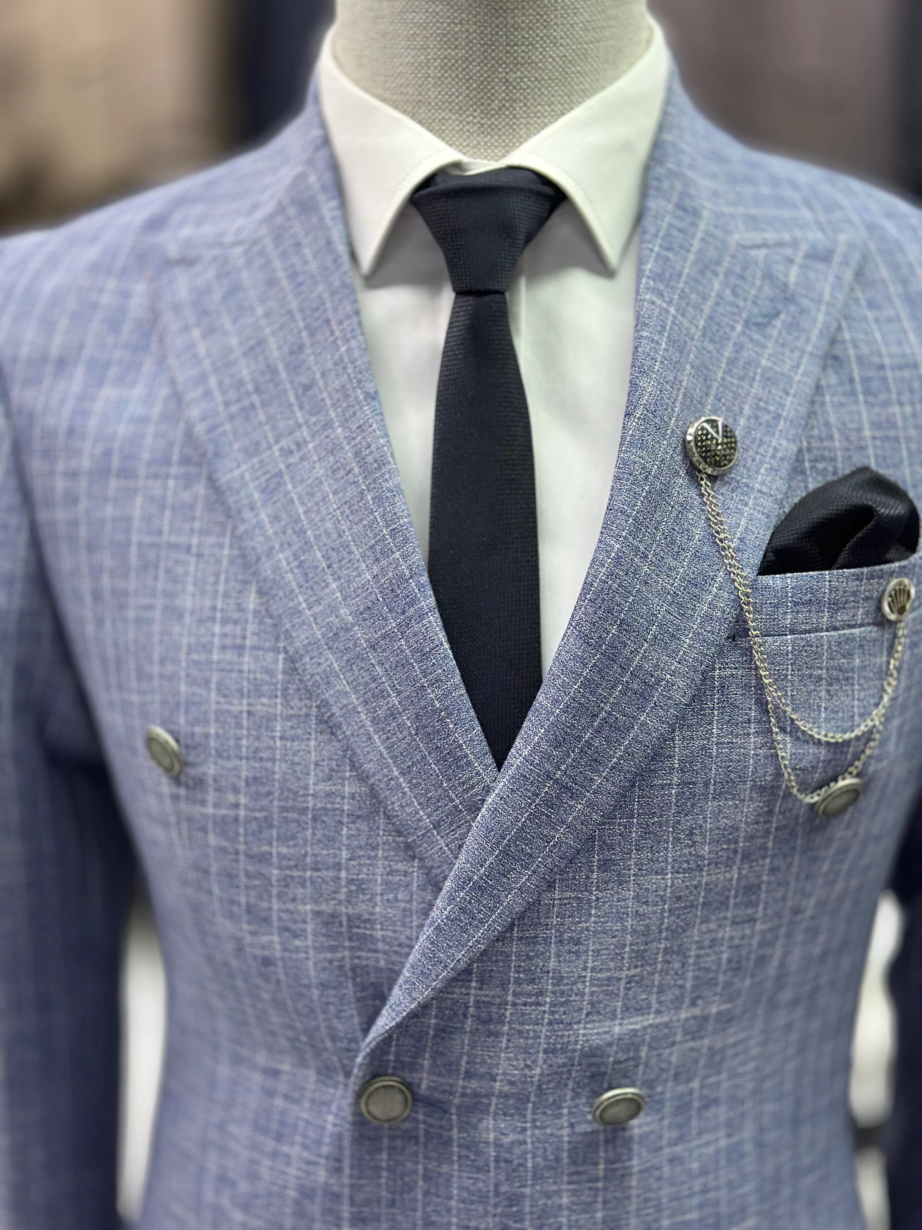 Çizgili Kruvaze Takım Elbise 