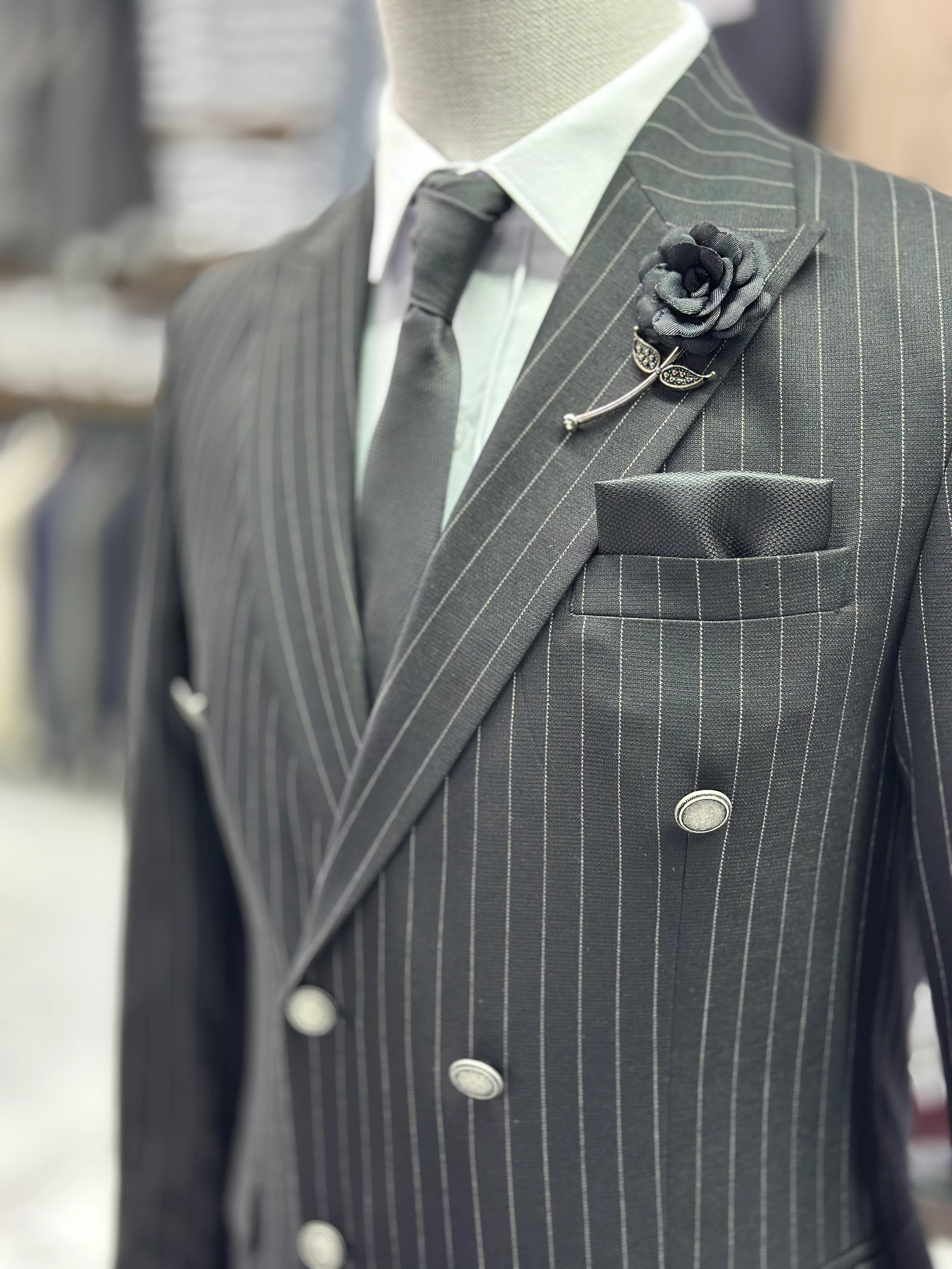 Çizgili Kruvaze Takım Elbise DGR365