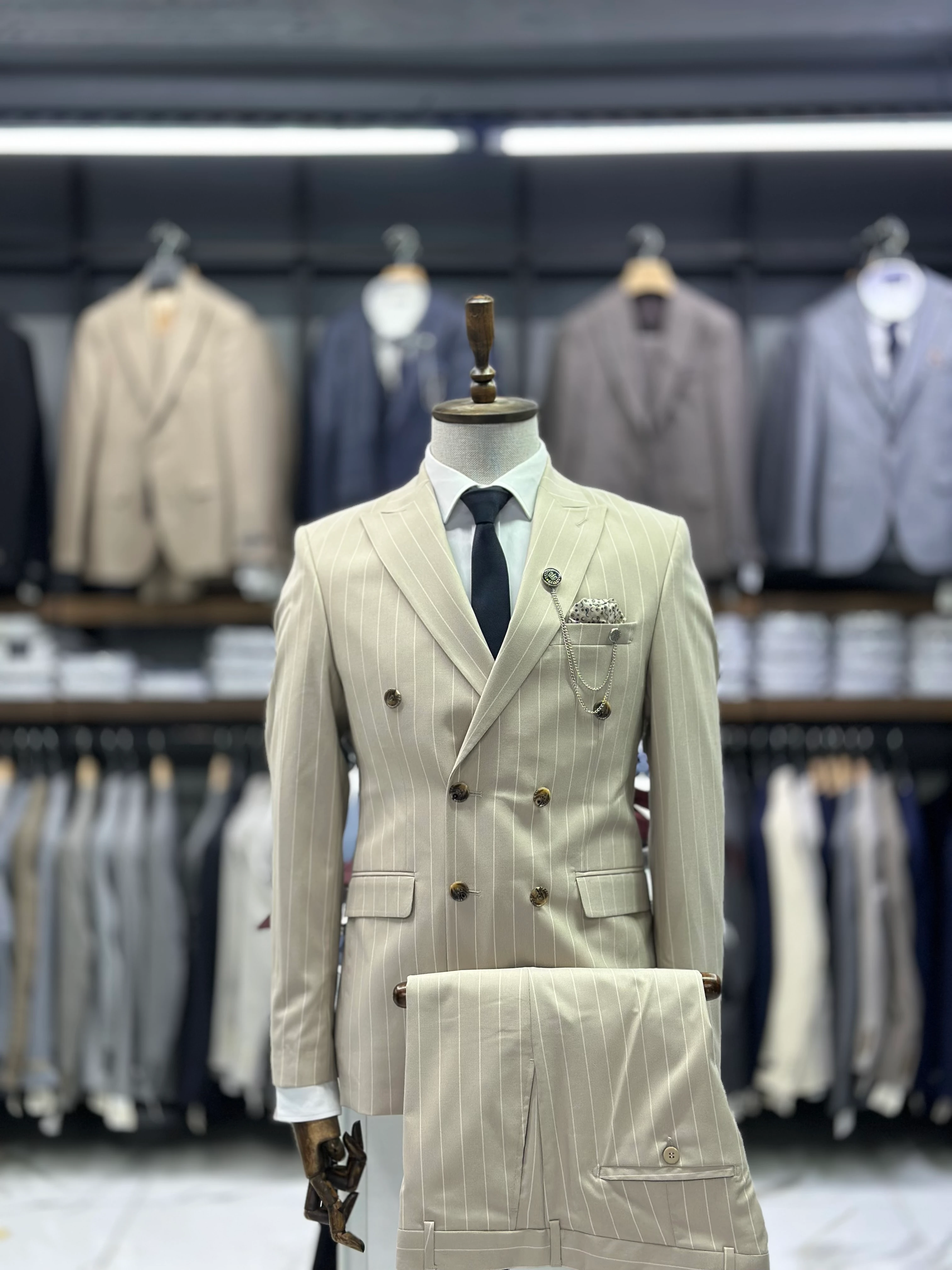 Çizgili Kruvaze Takım Elbise