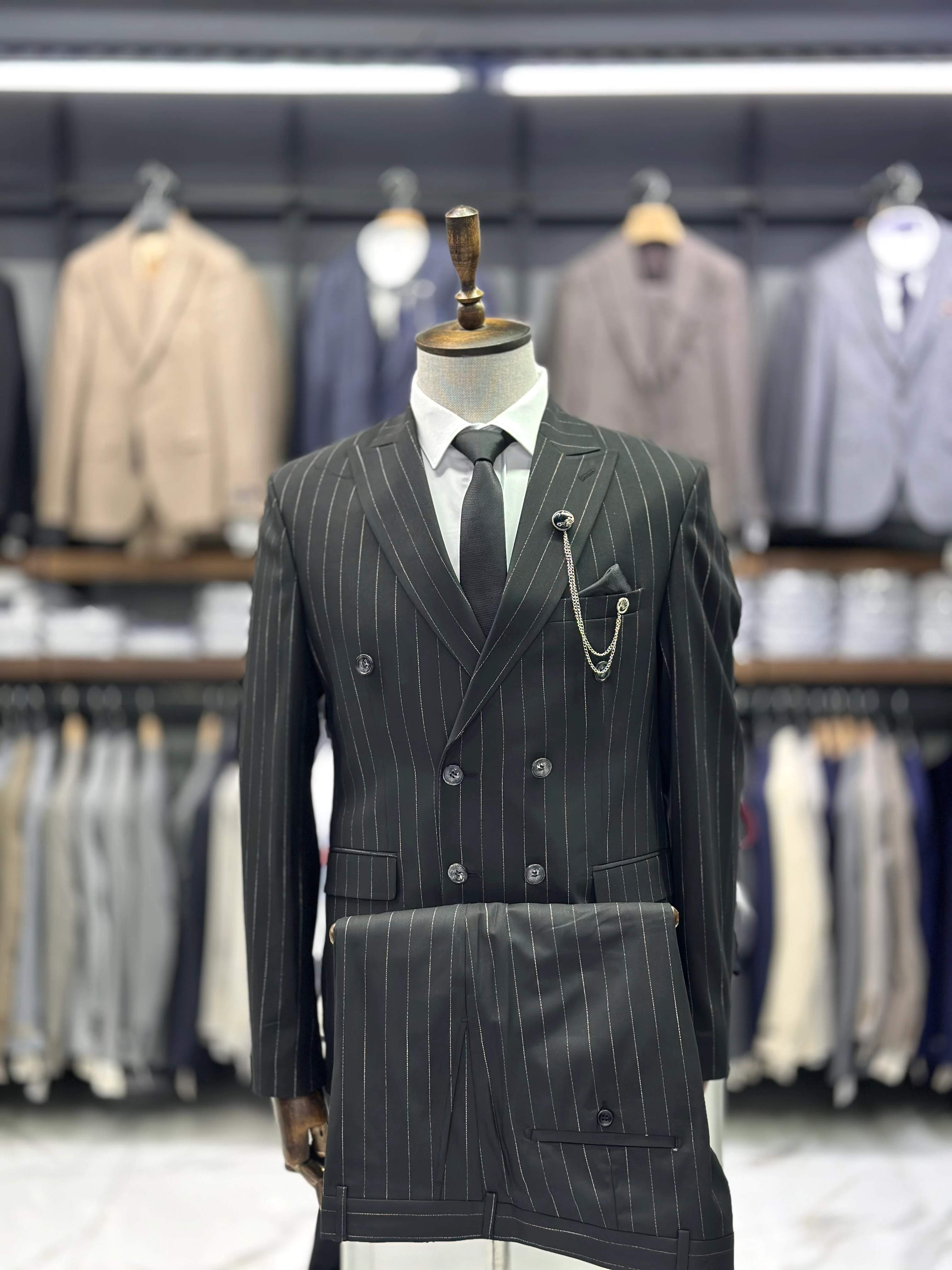 Çizgili Kruvaze Takım Elbise 