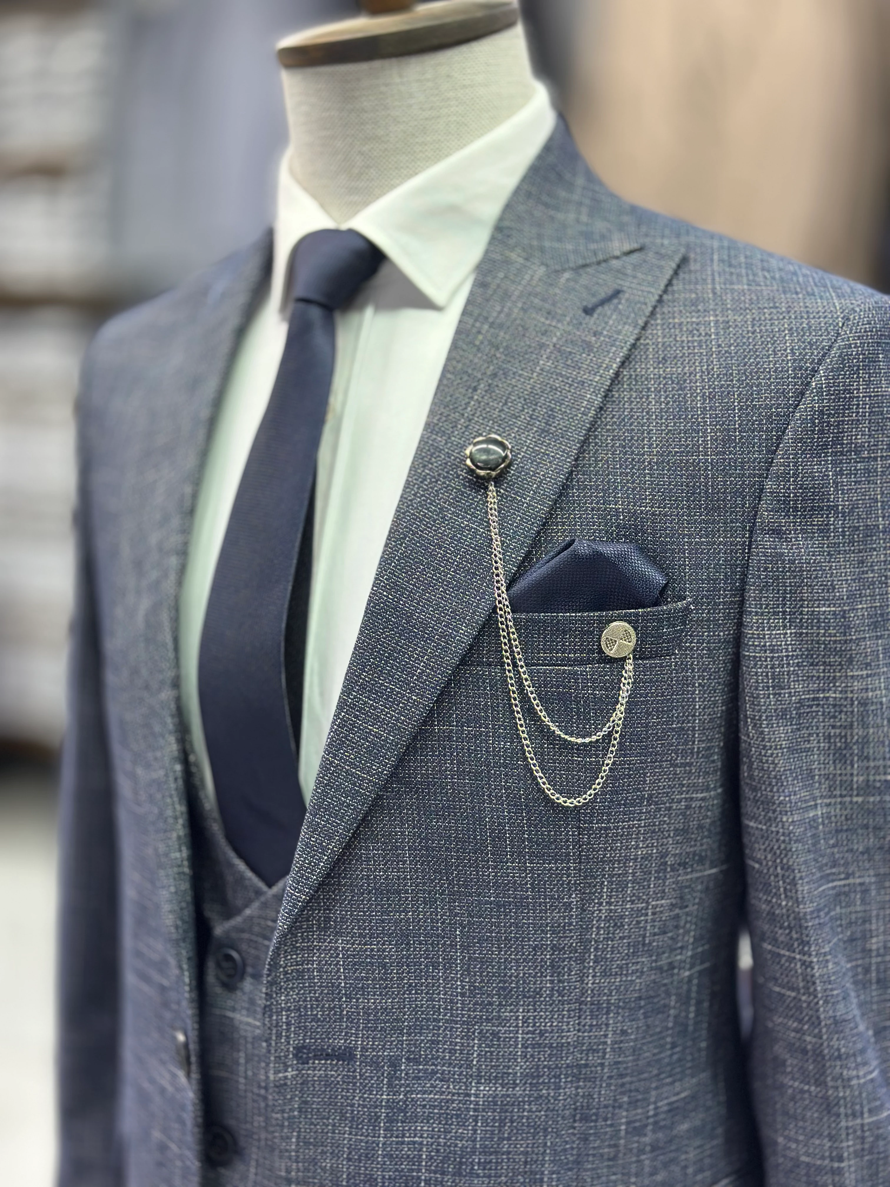 Kırçıllı Yelekli Takım Elbise HS64Q