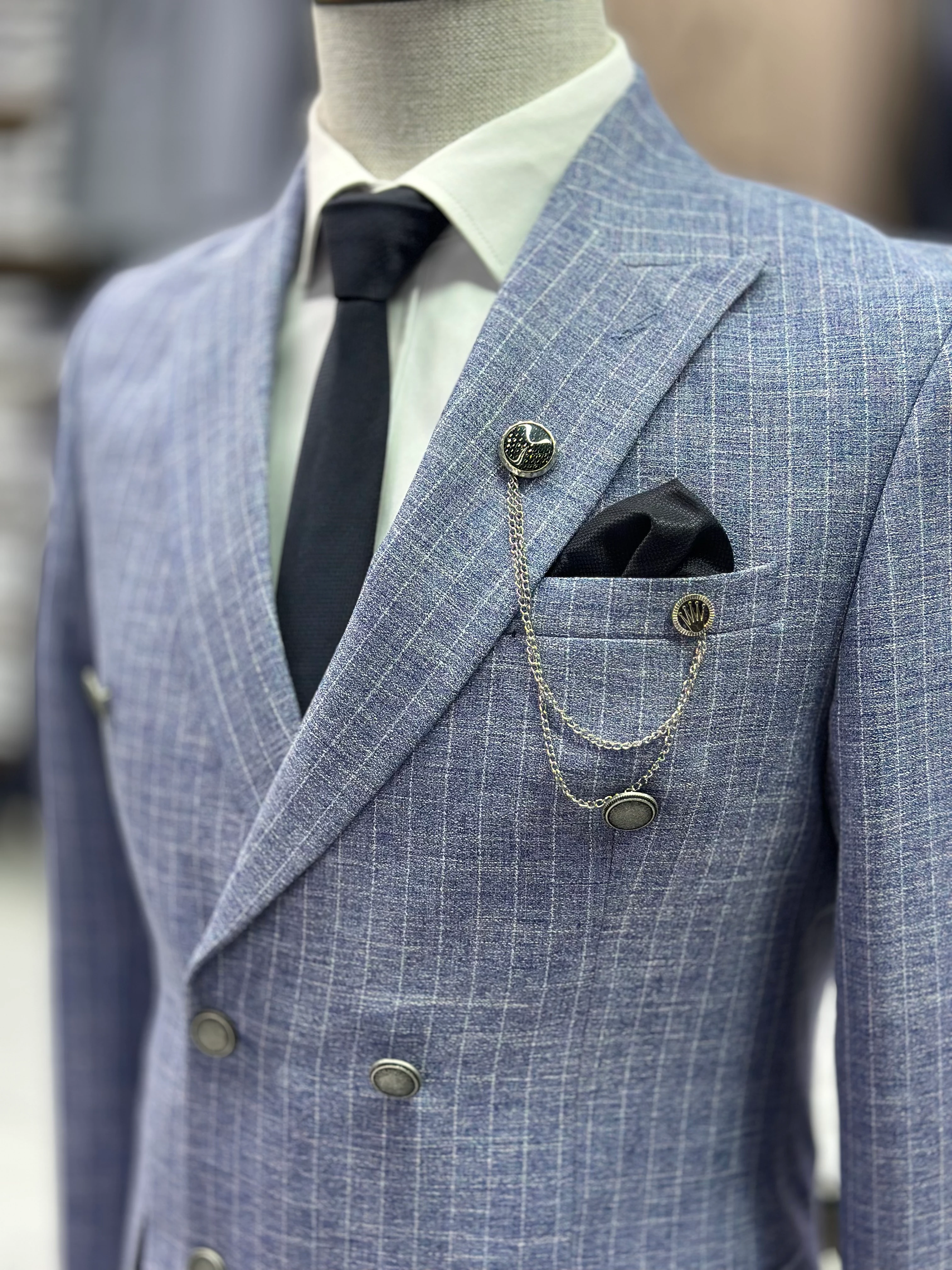 Çizgili Kruvaze Takım Elbise 