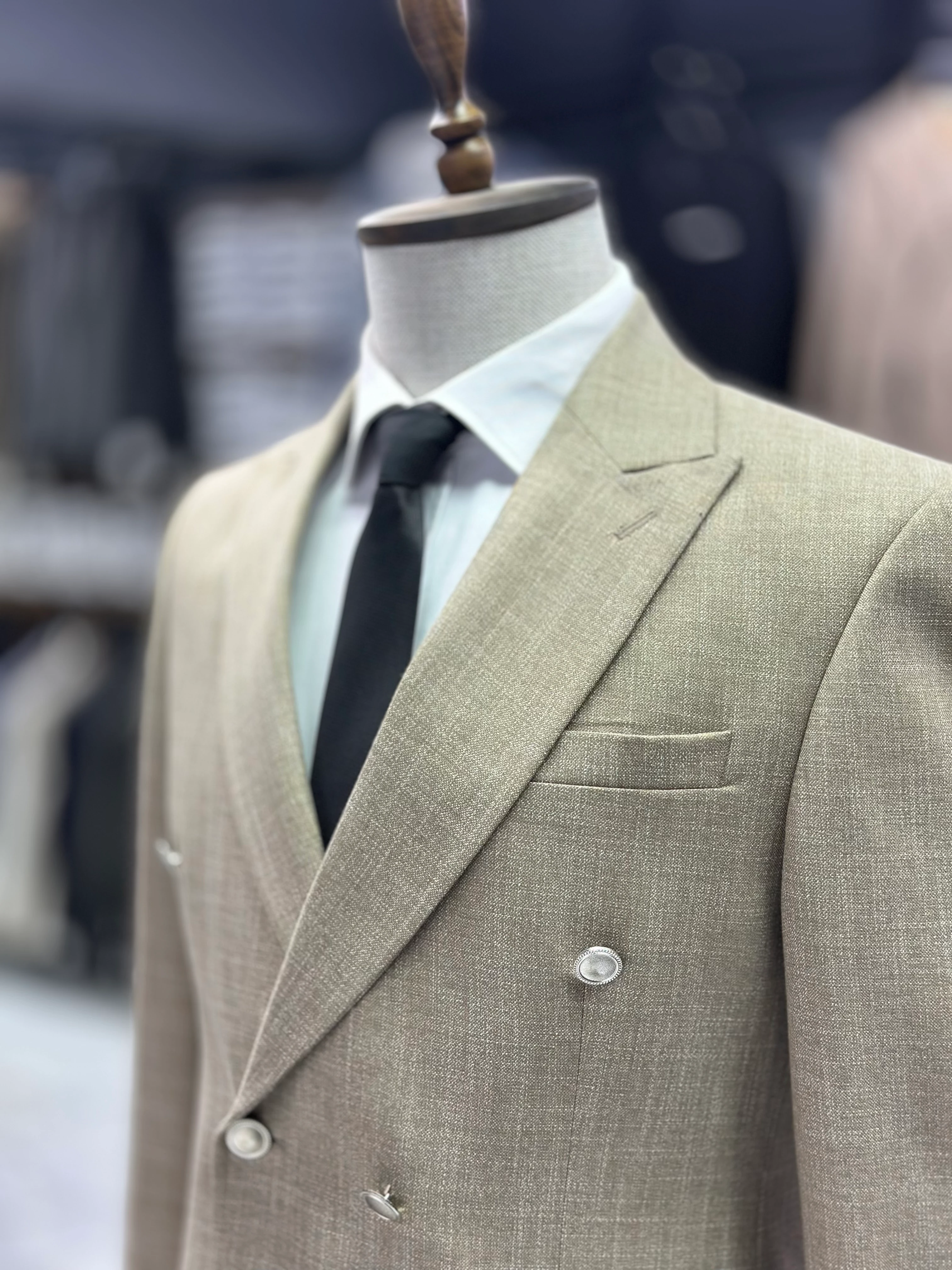 Desenli Kruvaze Takım Elbise 