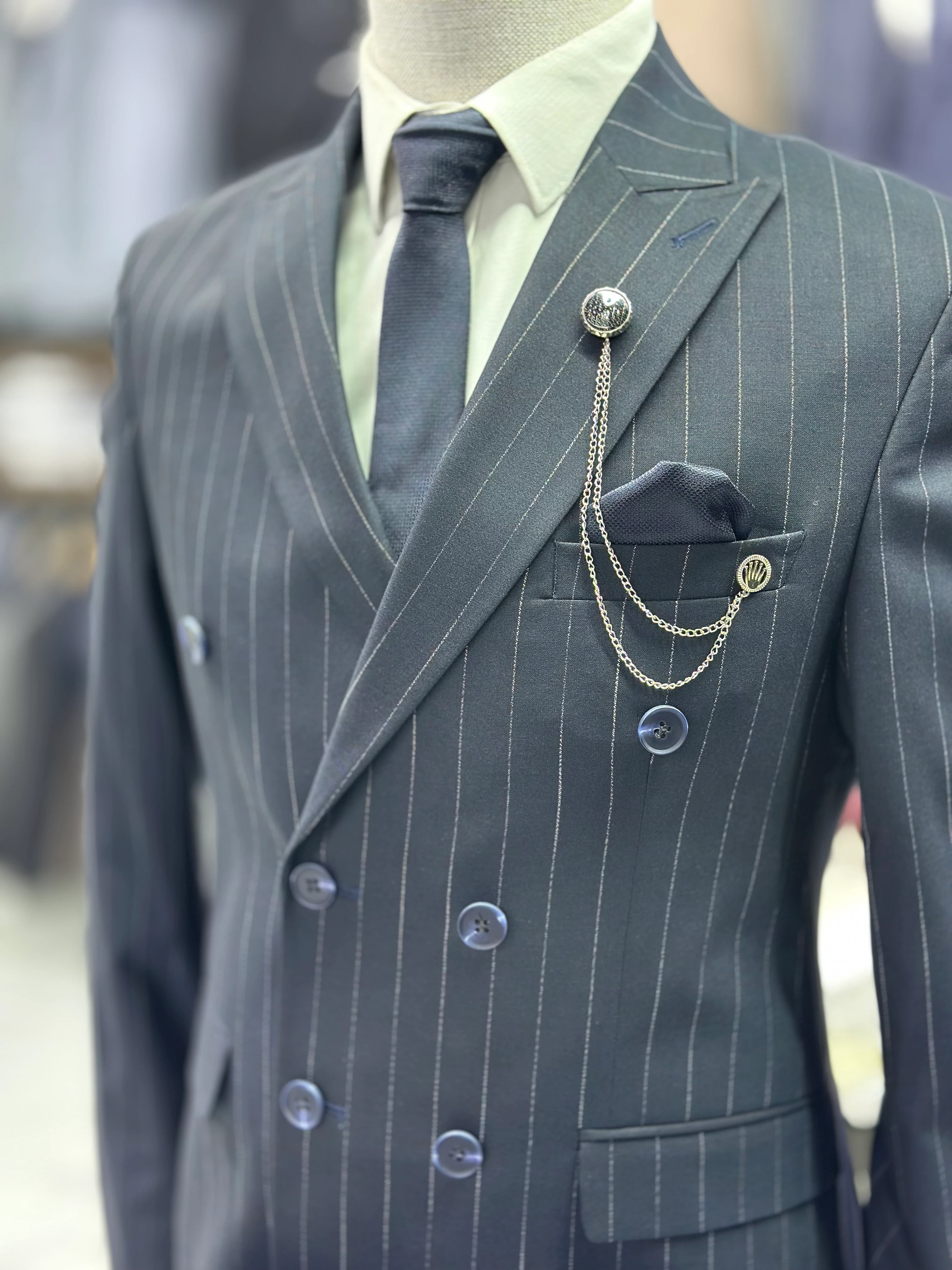 Çizgili Kruvaze Takım Elbise 