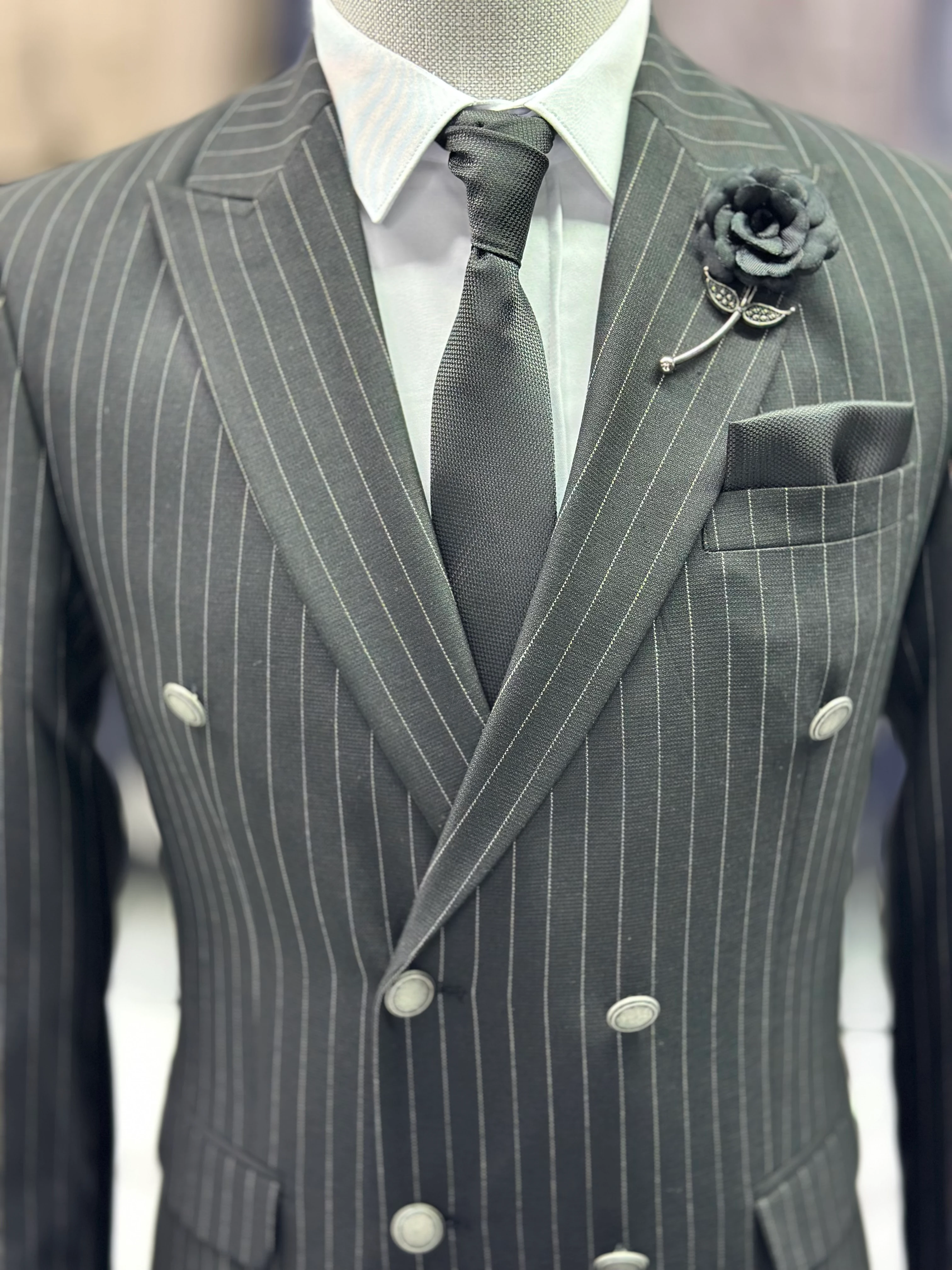 Çizgili Kruvaze Takım Elbise DGR365