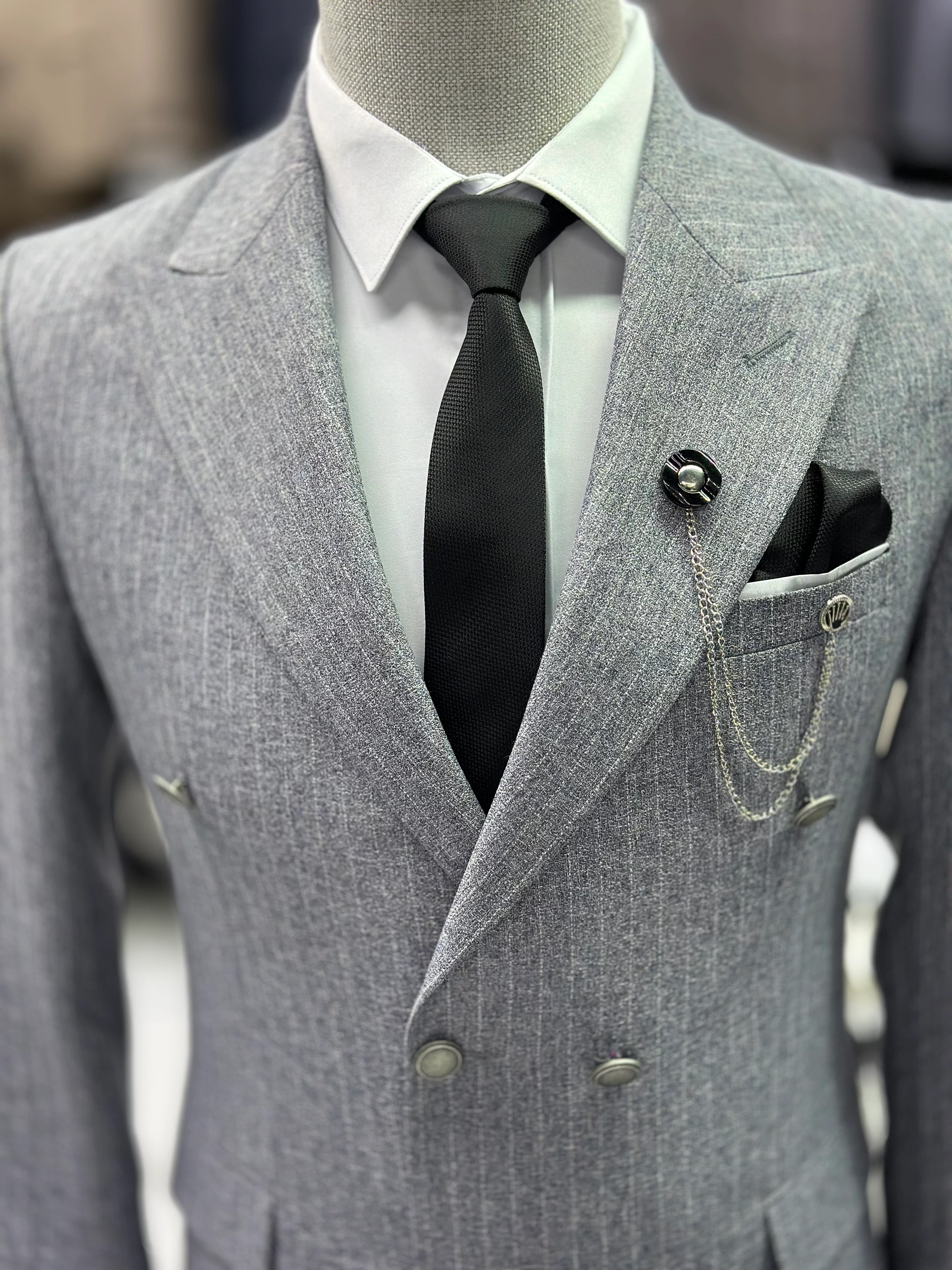 Çizgili Kruvaze Takım Elbise 