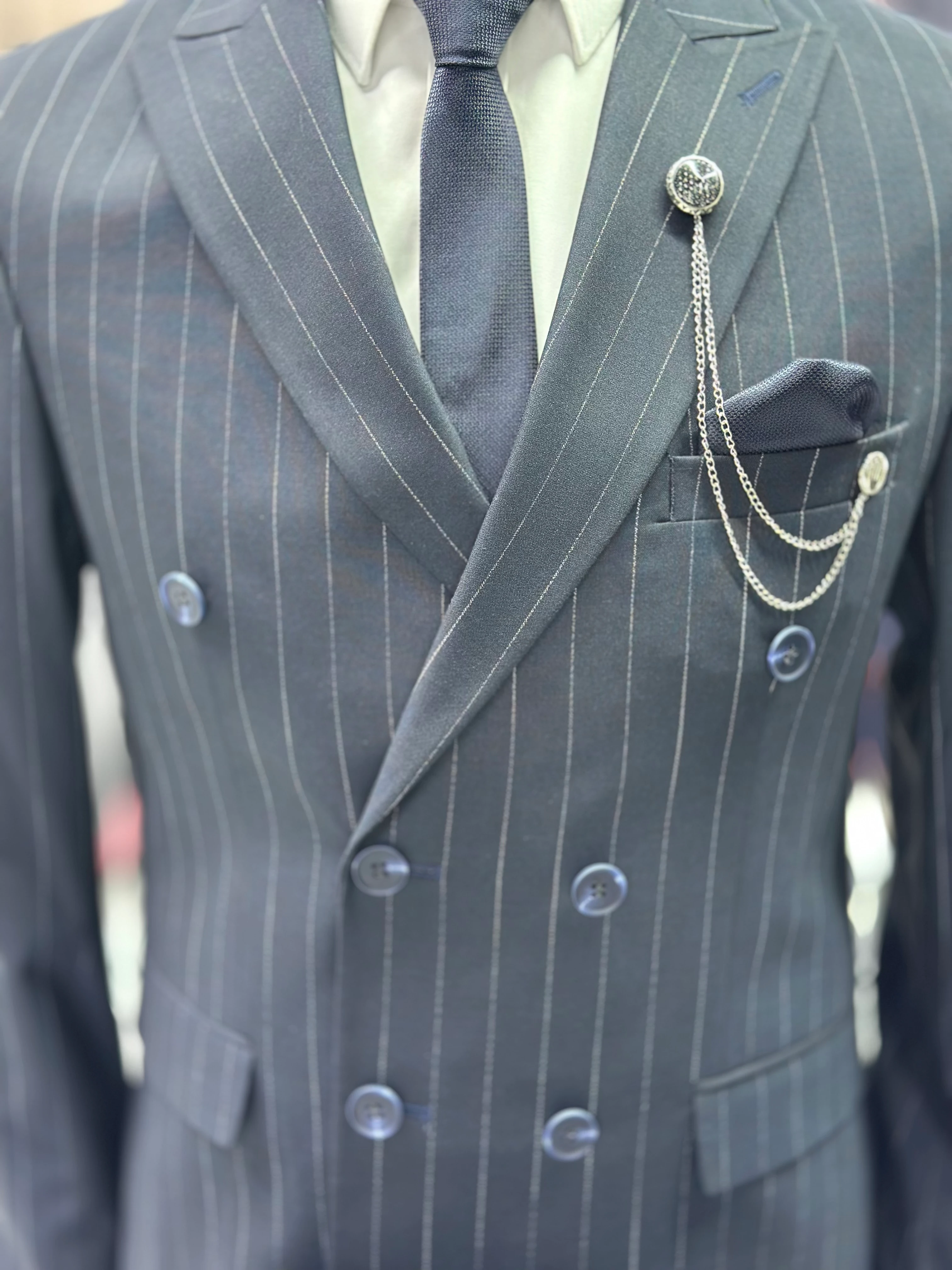 Çizgili Kruvaze Takım Elbise 