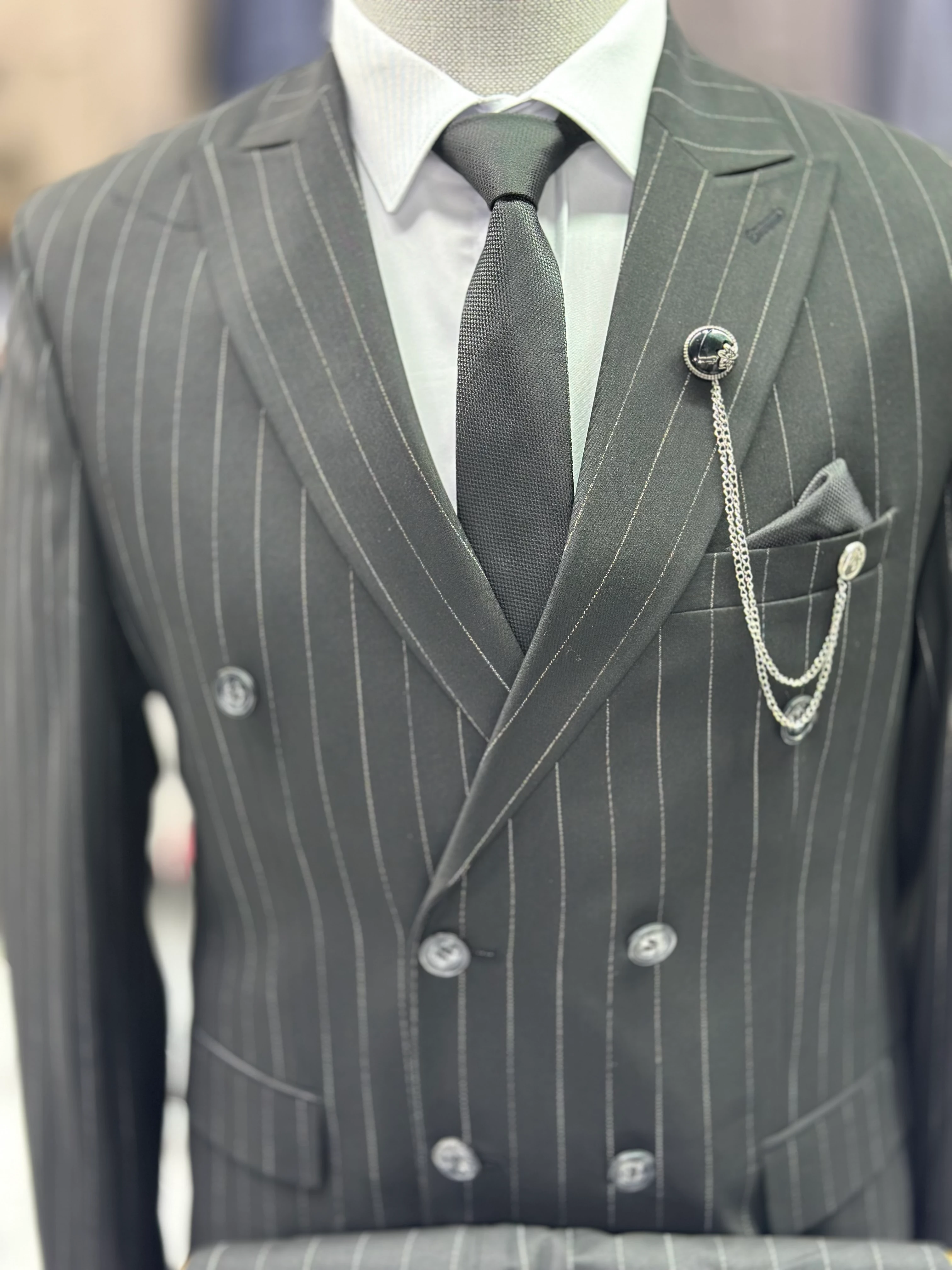 Çizgili Kruvaze Takım Elbise