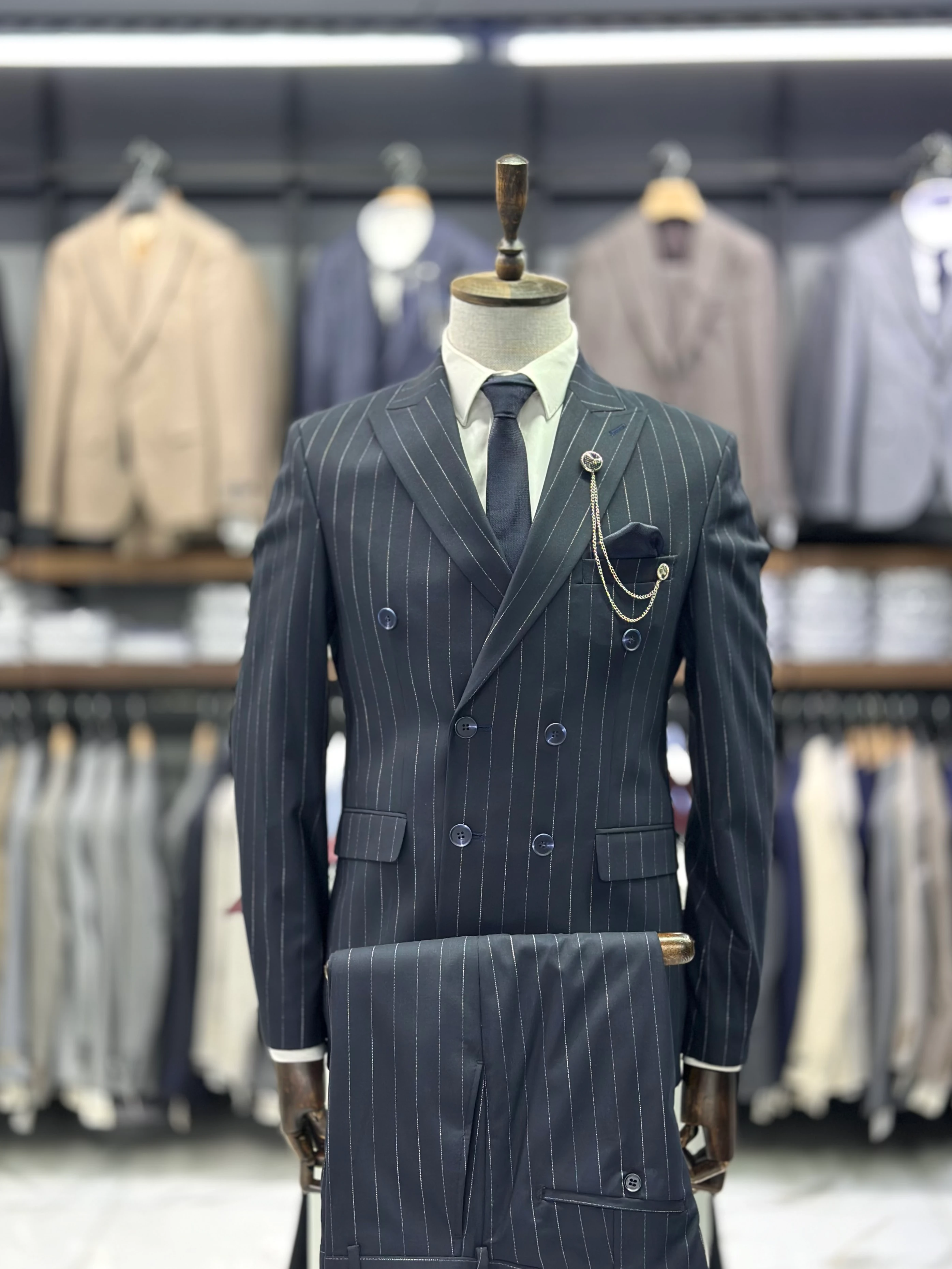 Çizgili Kruvaze Takım Elbise 