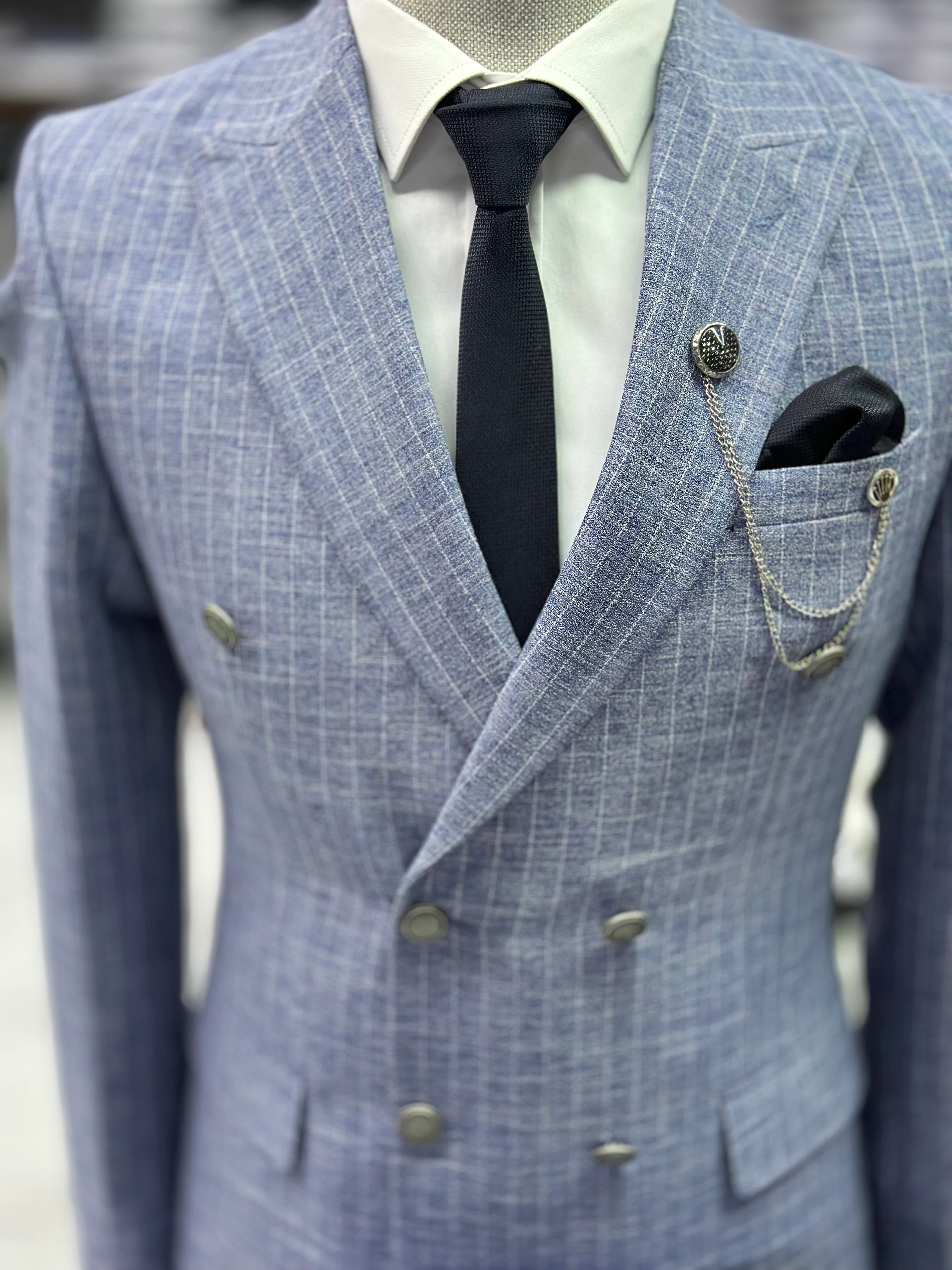 Çizgili Kruvaze Takım Elbise 