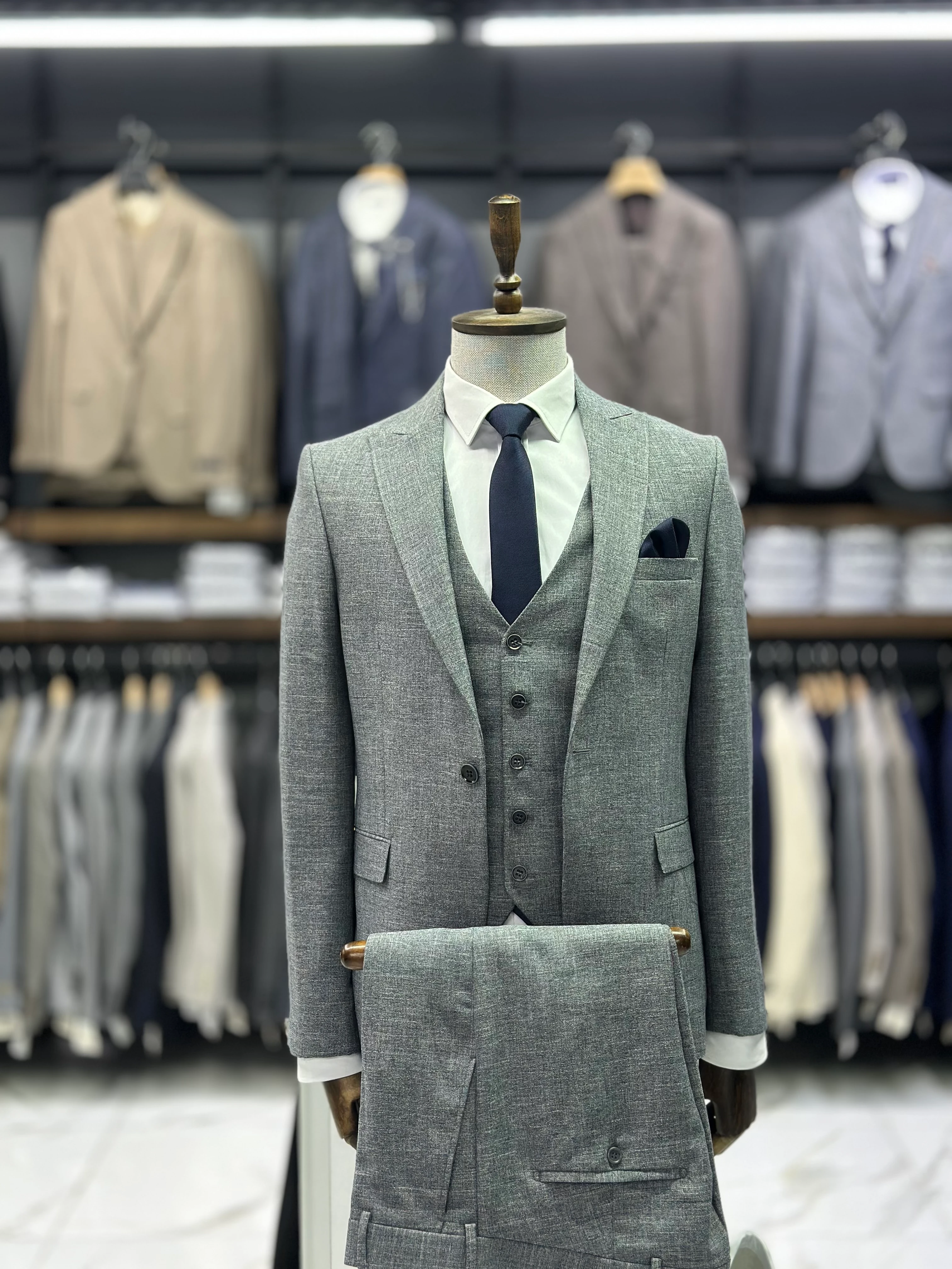 Kırçıllı Yelekli Takım Elbise XW193