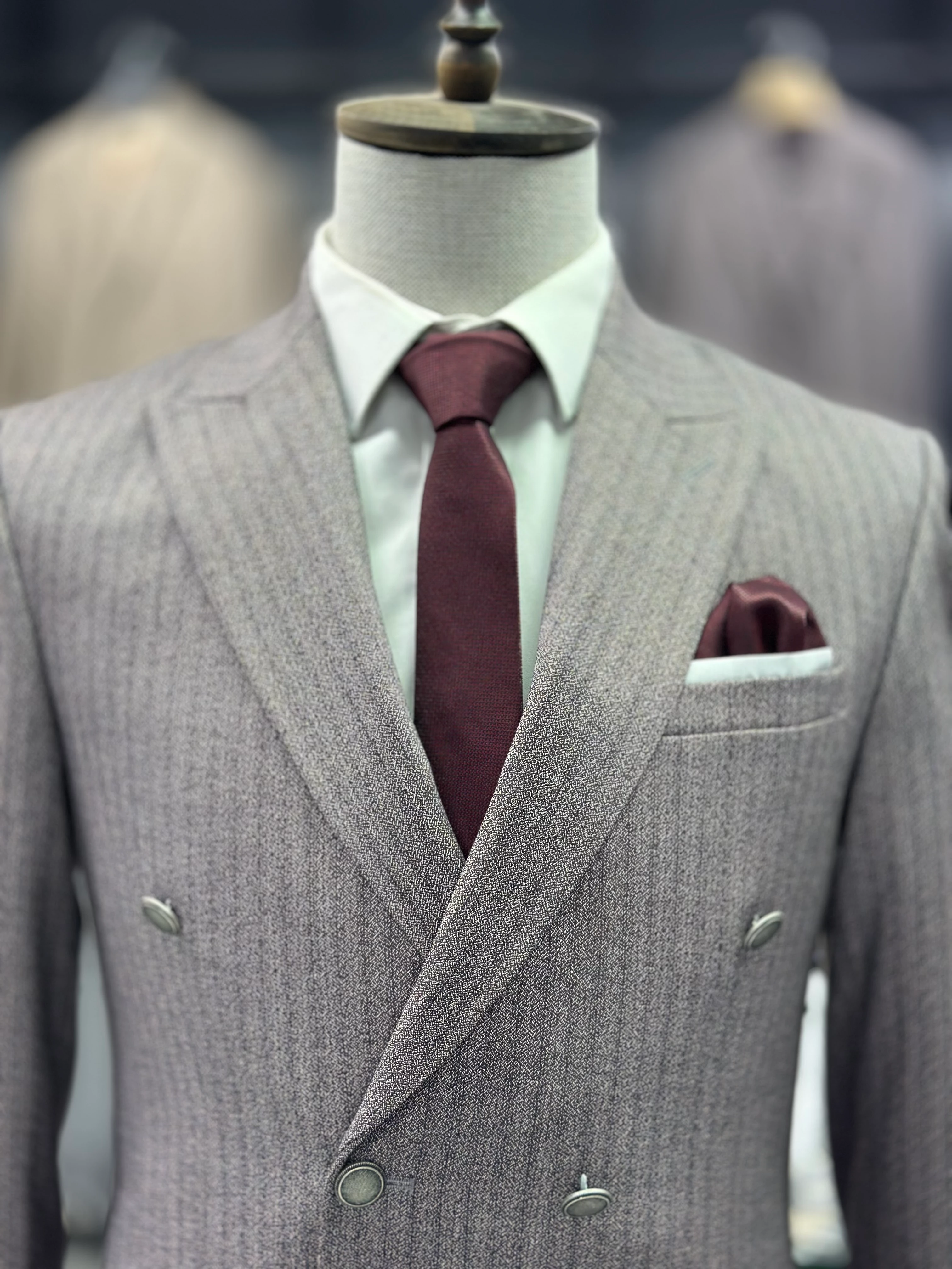 Desenli Kruvaze Takım Elbise