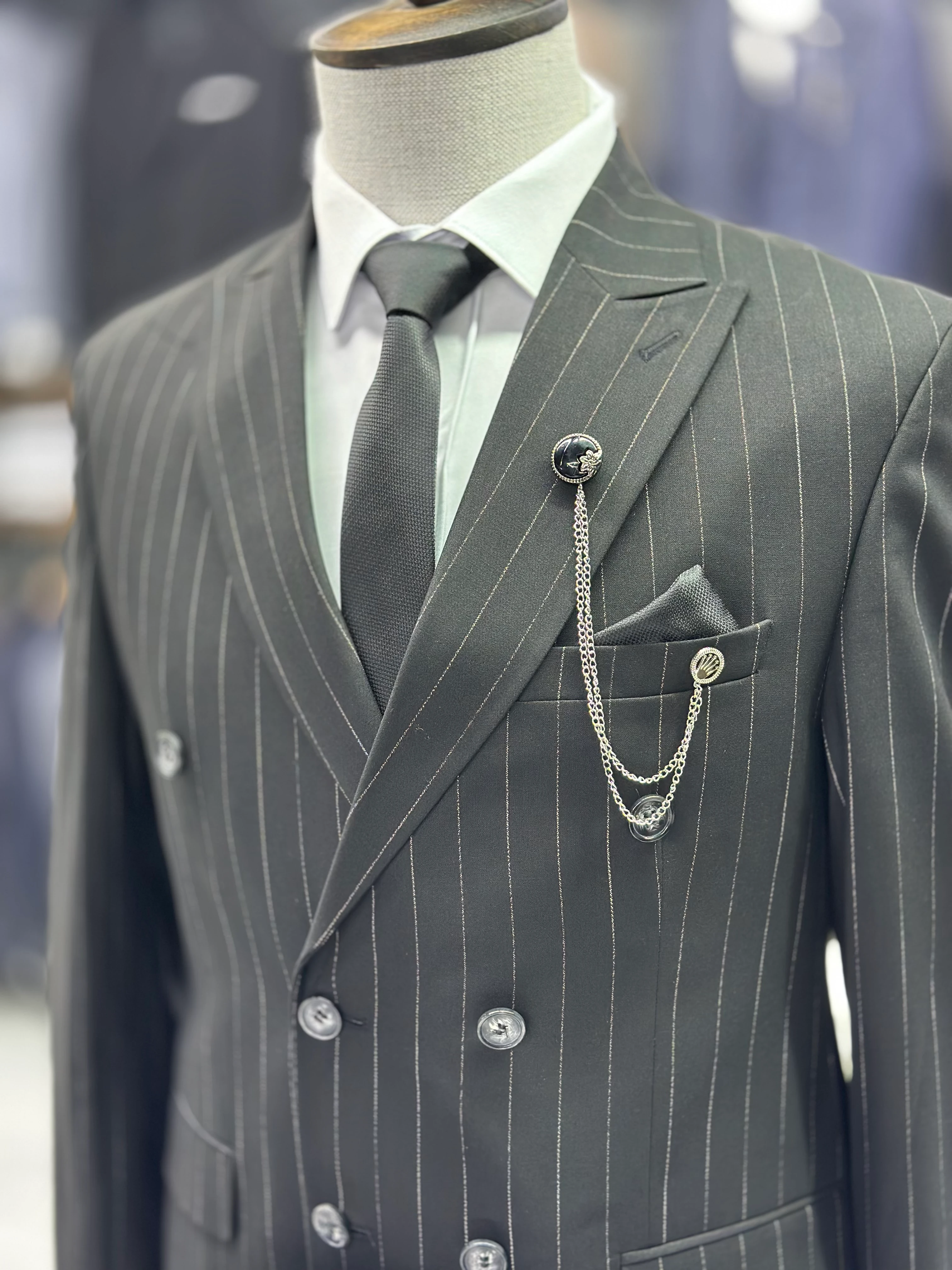 Çizgili Kruvaze Takım Elbise 