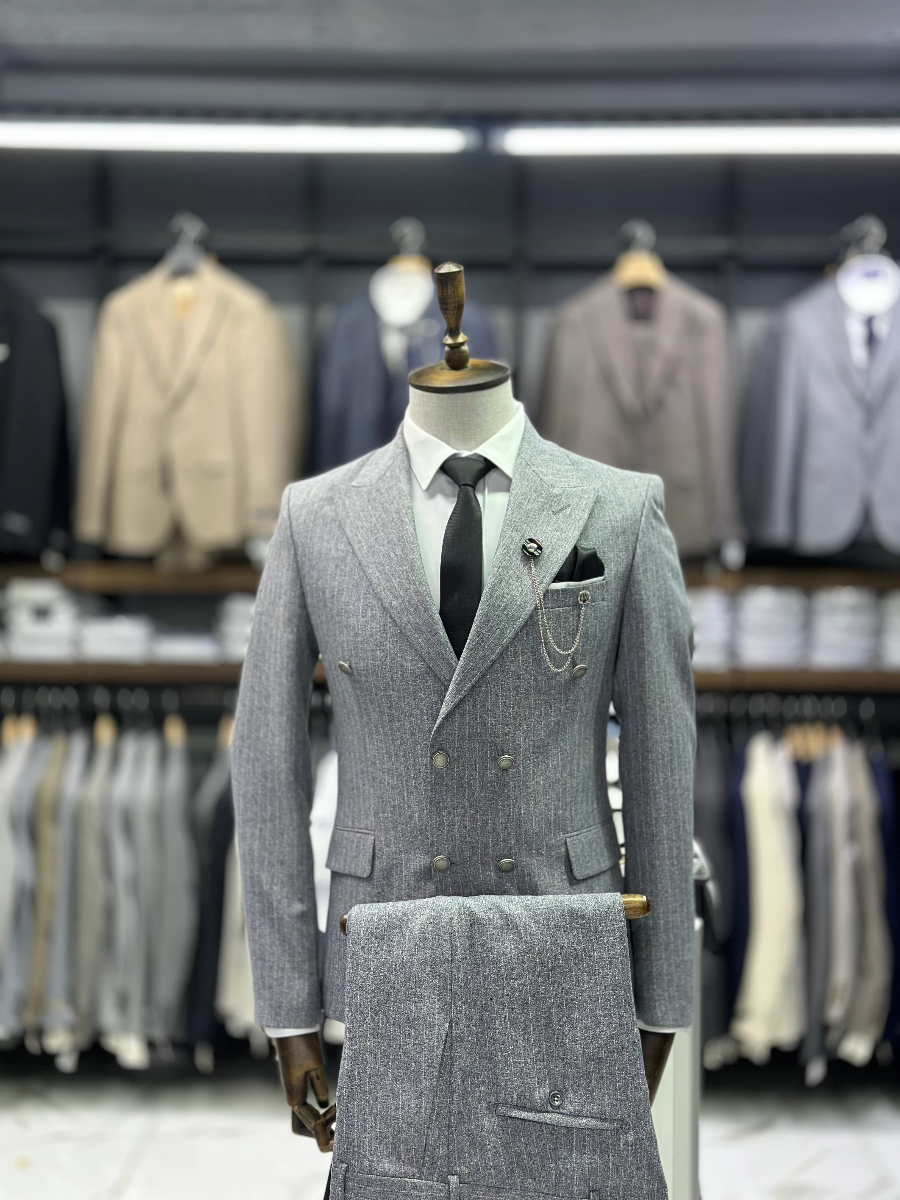 Çizgili Kruvaze Takım Elbise 