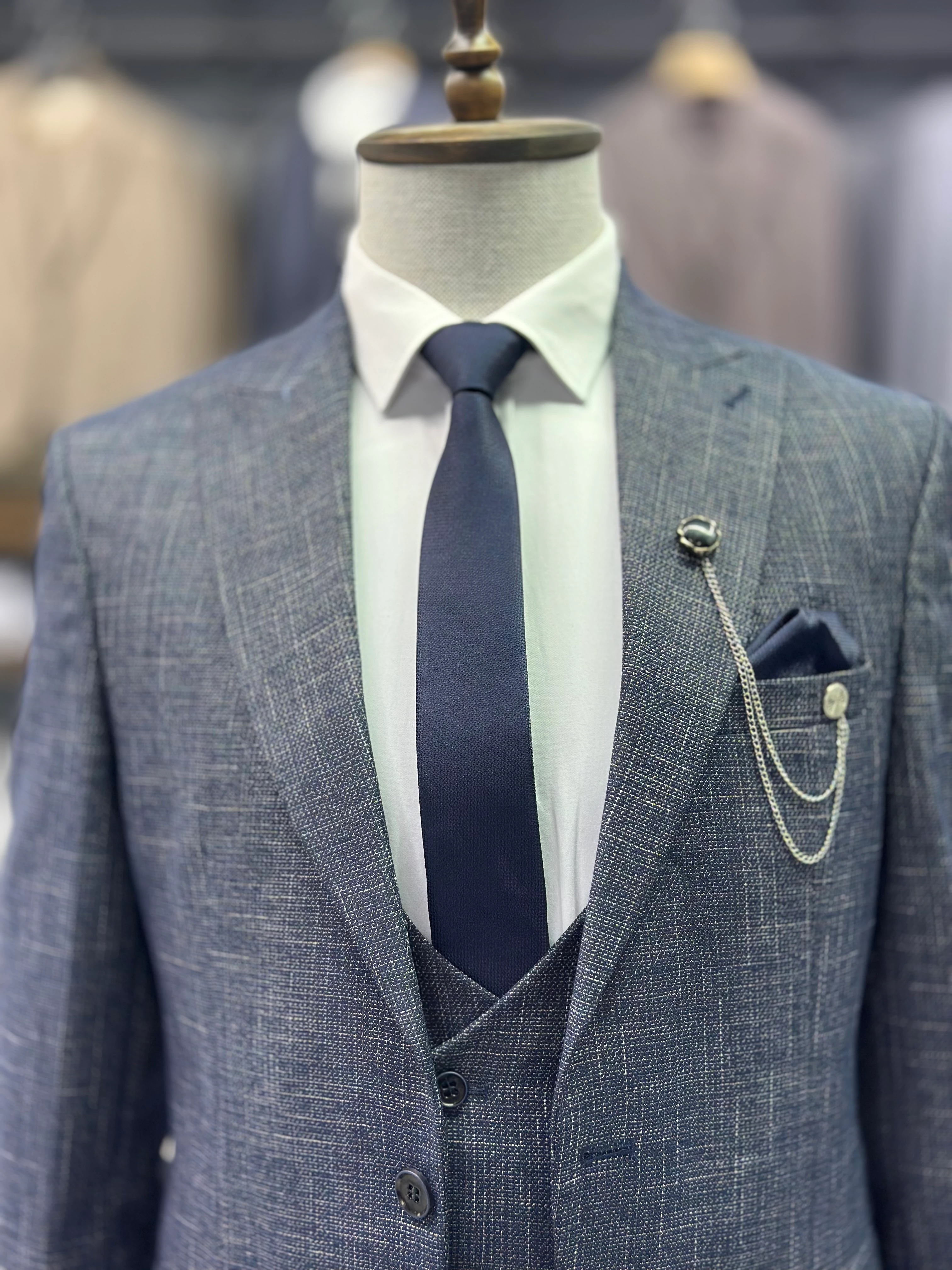 Kırçıllı Yelekli Takım Elbise HS64Q