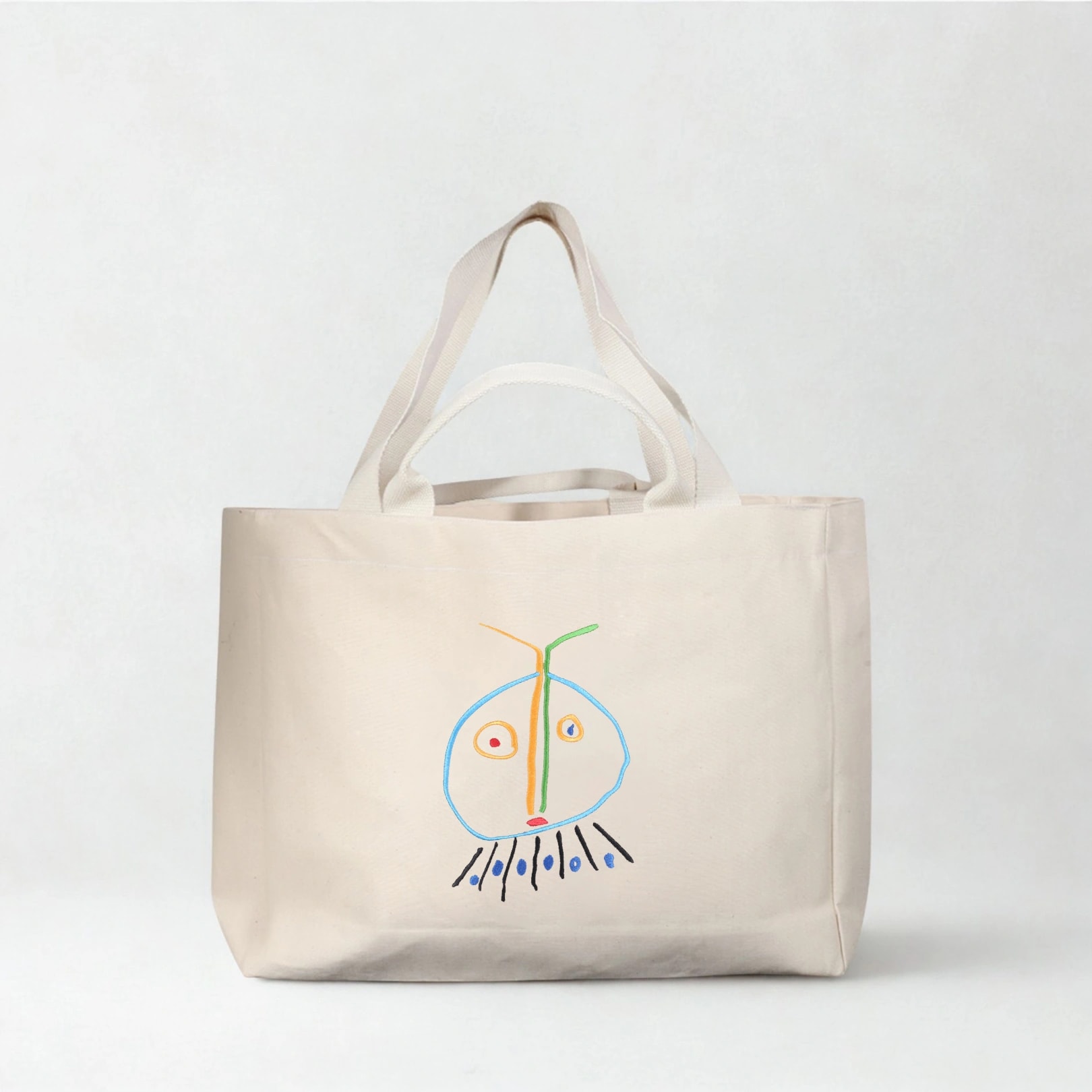 Nomad Maxi – Totem Face Nakışlı Kanvas Beach & City Tote