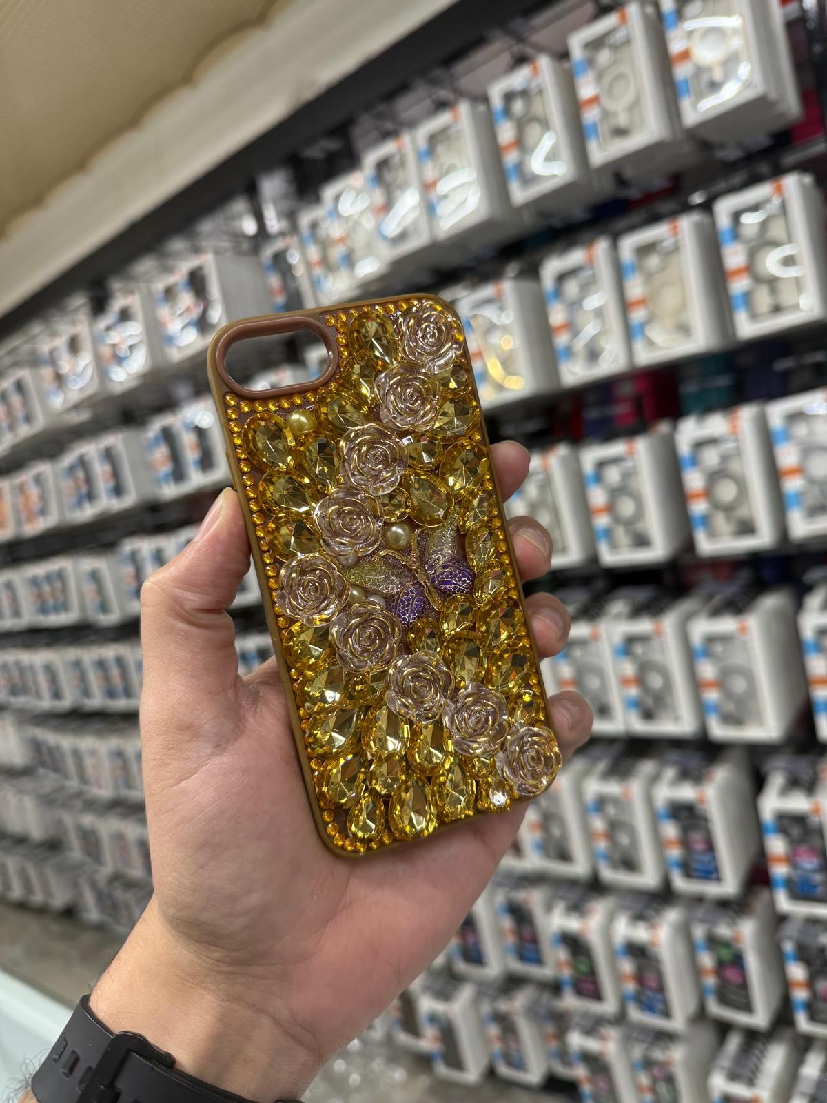 iPhone Uyumlu Daisy Çiçekli Silikon Kılıf – Şeffaf & Renkli - Gold
