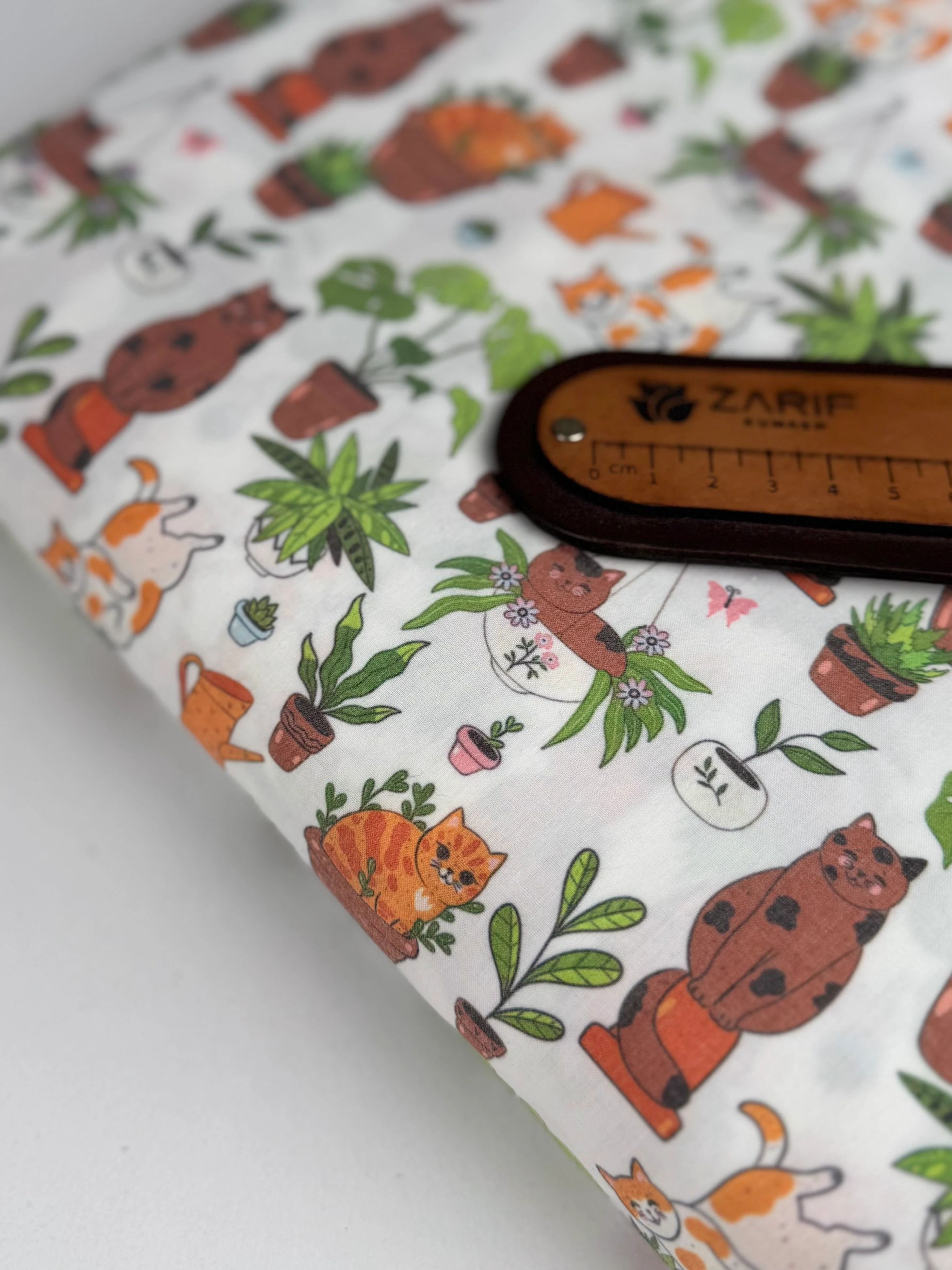 Cat & Pot Poplin Kumaş