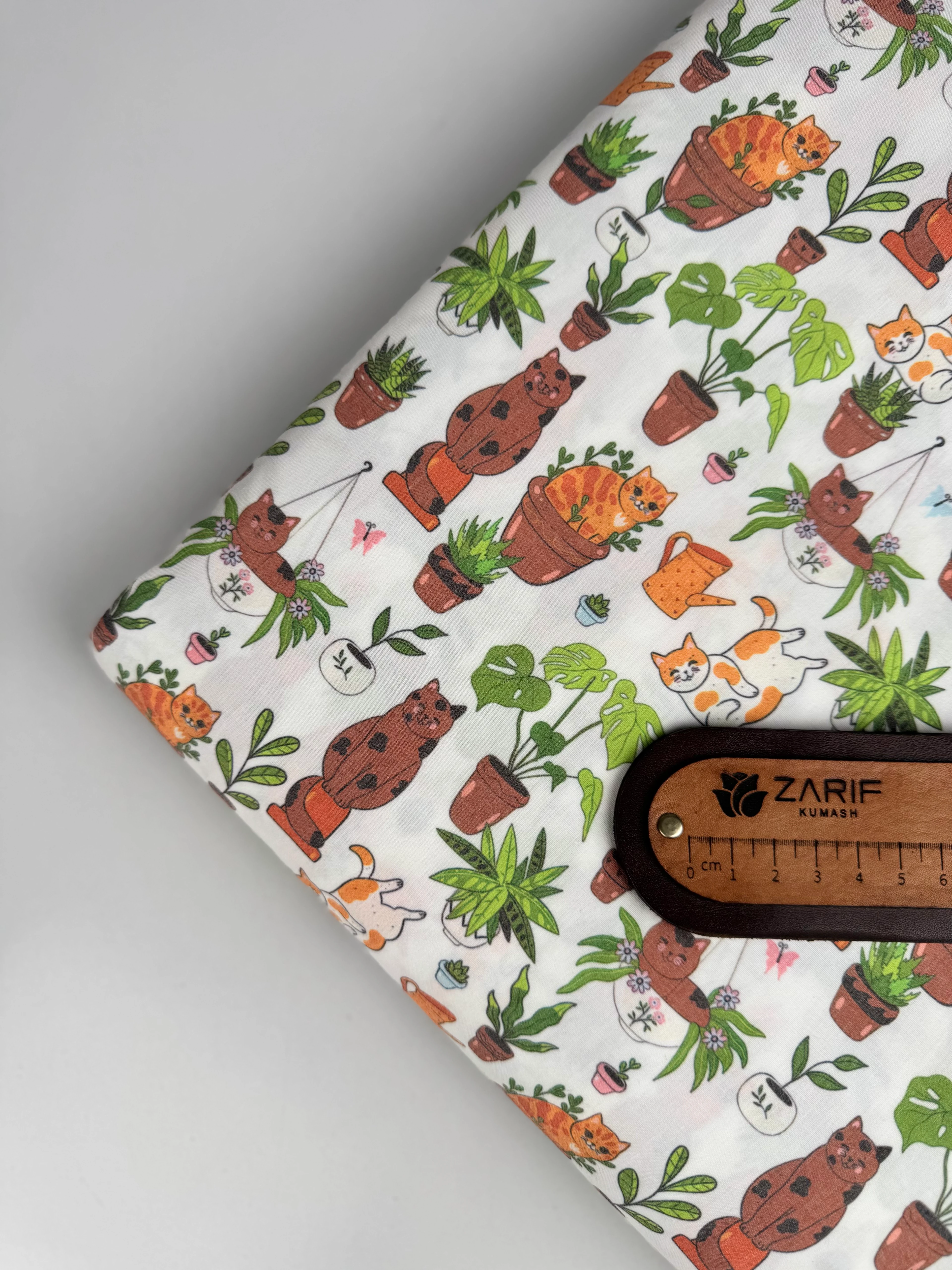 Cat & Pot Poplin Kumaş