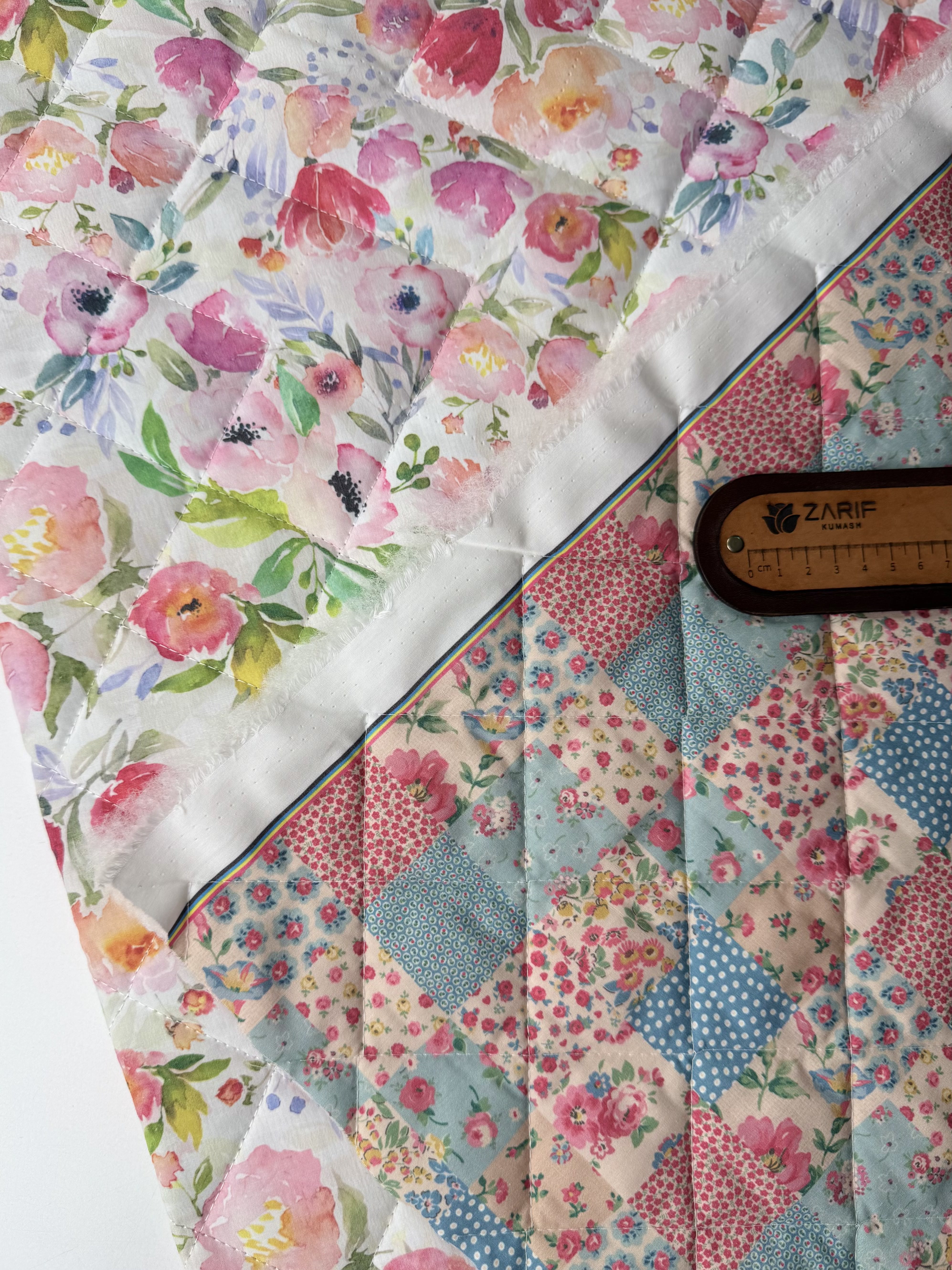 Gül Kurusu / Vintage Kırkyama Çift Taraflı Poplin Kapitone