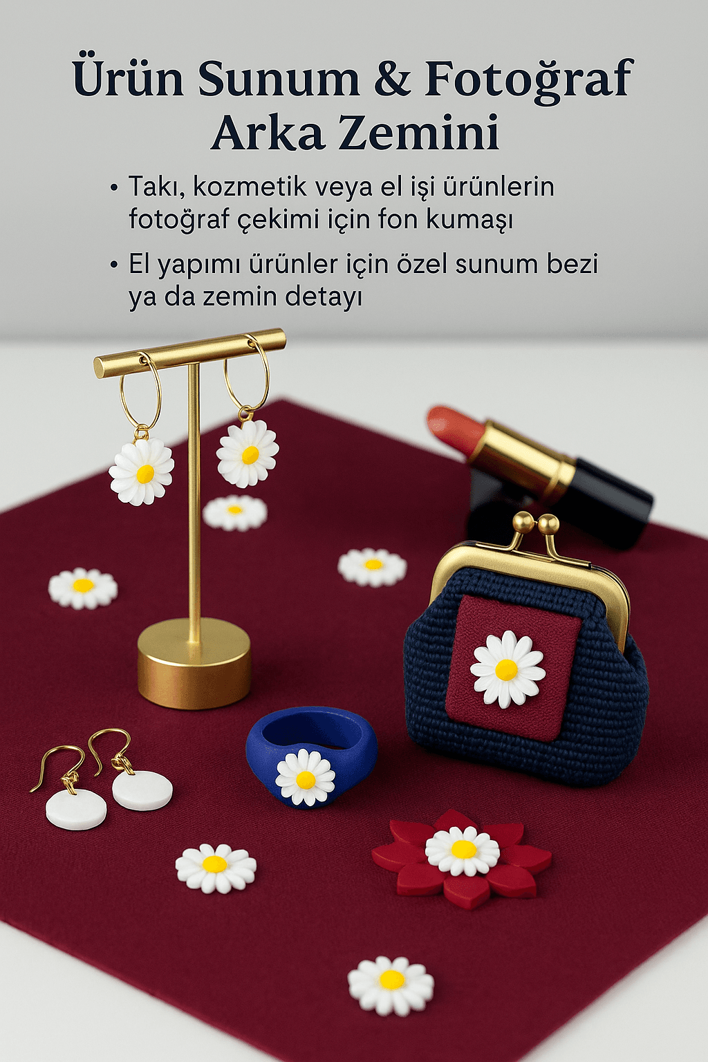 Papatya 3 Boyutlu Duck Keten Kumaş