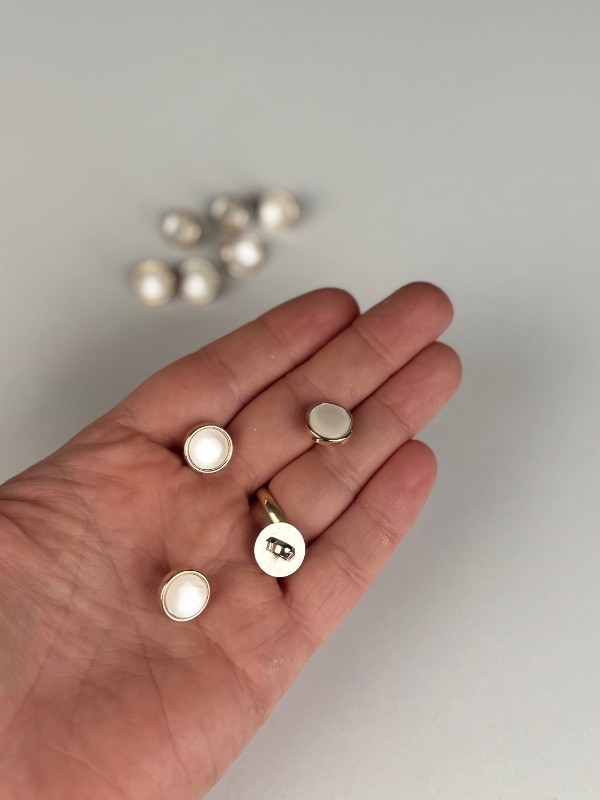 (10'lu Paket) Fil Dişi İnci Reçine Düğme