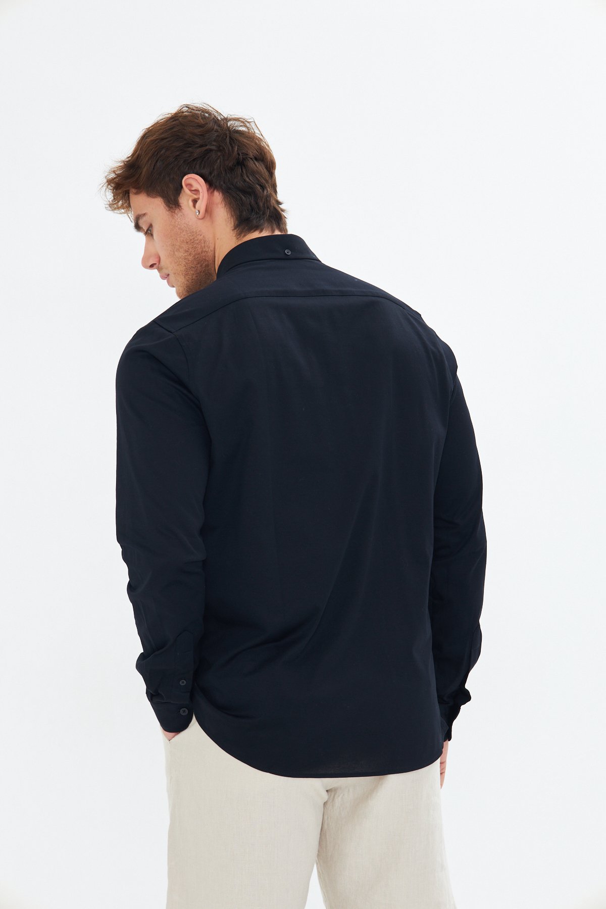 Navy Mercerized Jersey Cotton Shirt