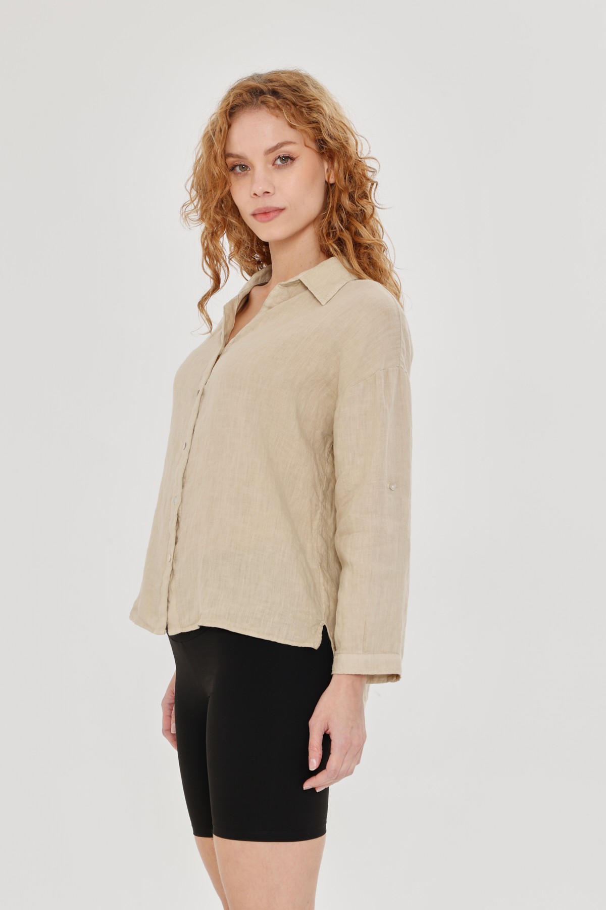 WOMEN'S BEIGE LINEN SHIRT