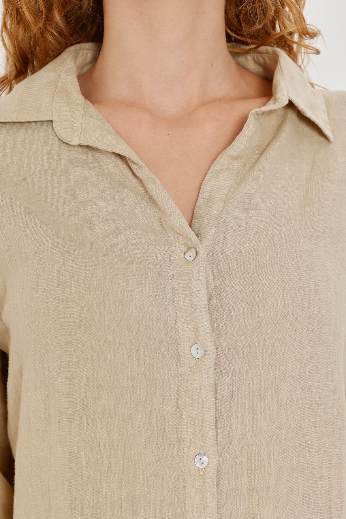 WOMEN'S BEIGE LINEN SHIRT