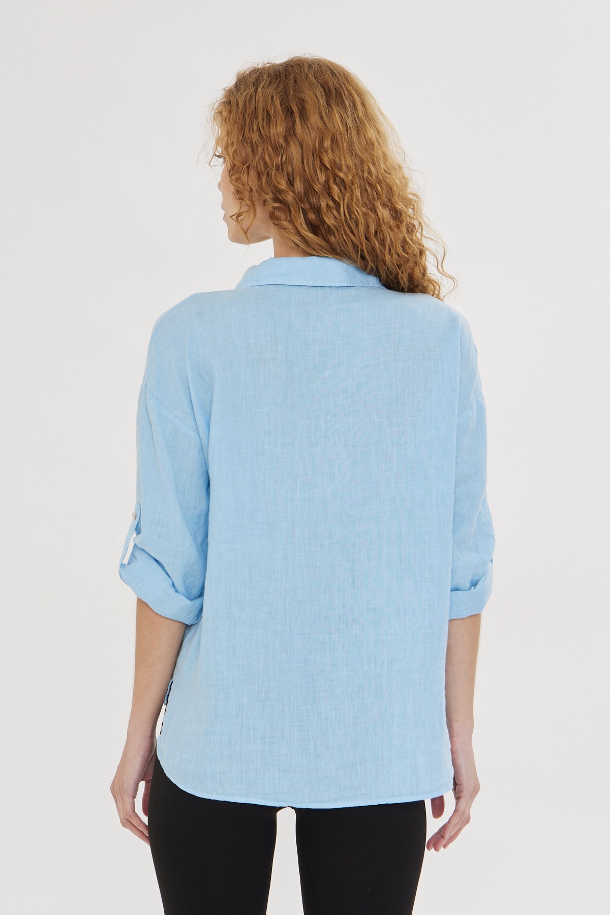 WOMEN'S BLUE LINEN SHIRT