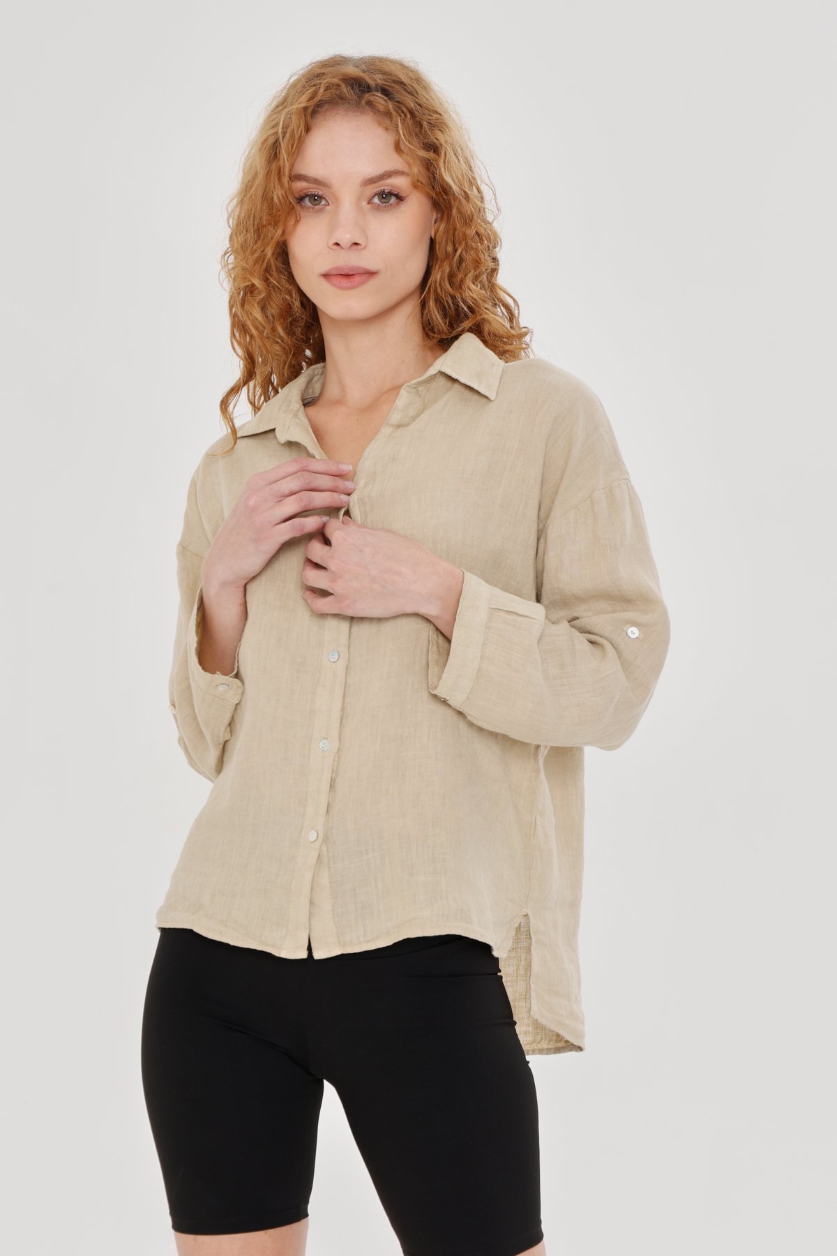 WOMEN'S BEIGE LINEN SHIRT