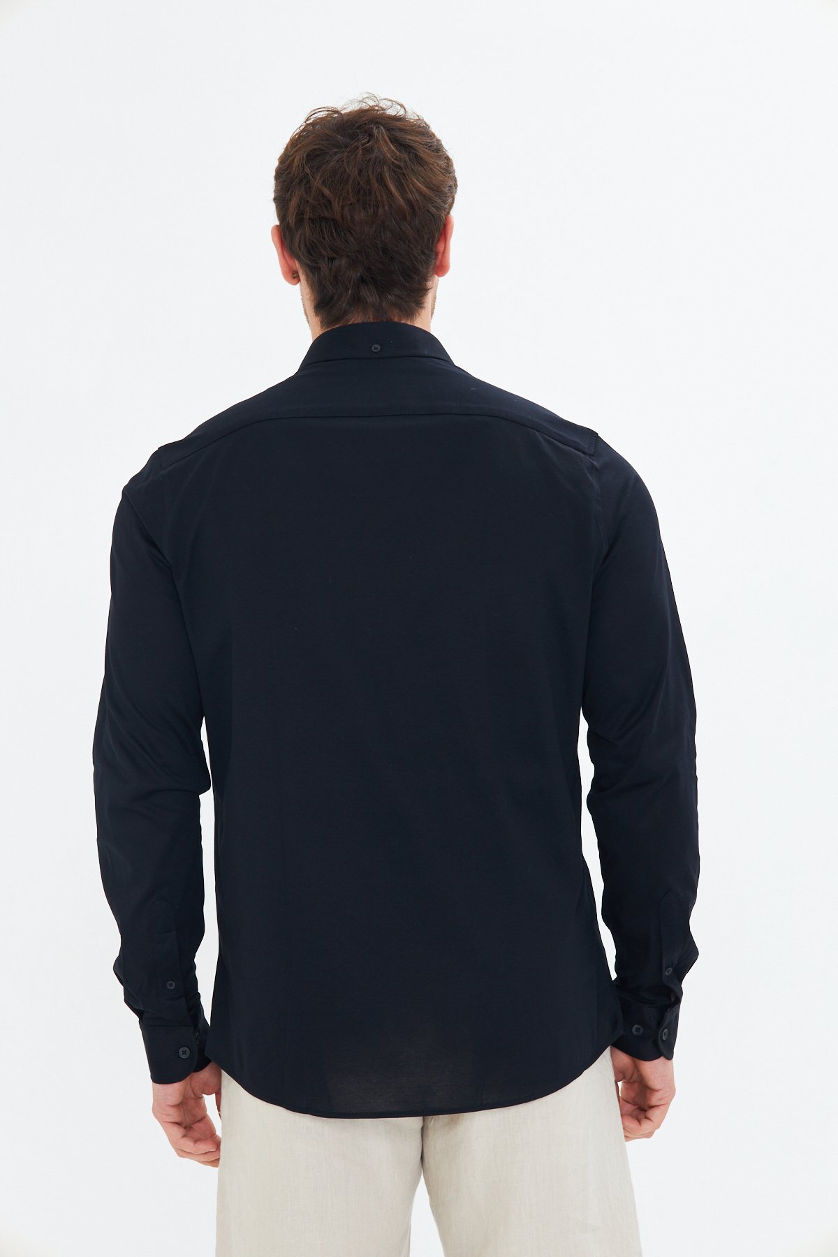 Navy Mercerized Jersey Cotton Shirt