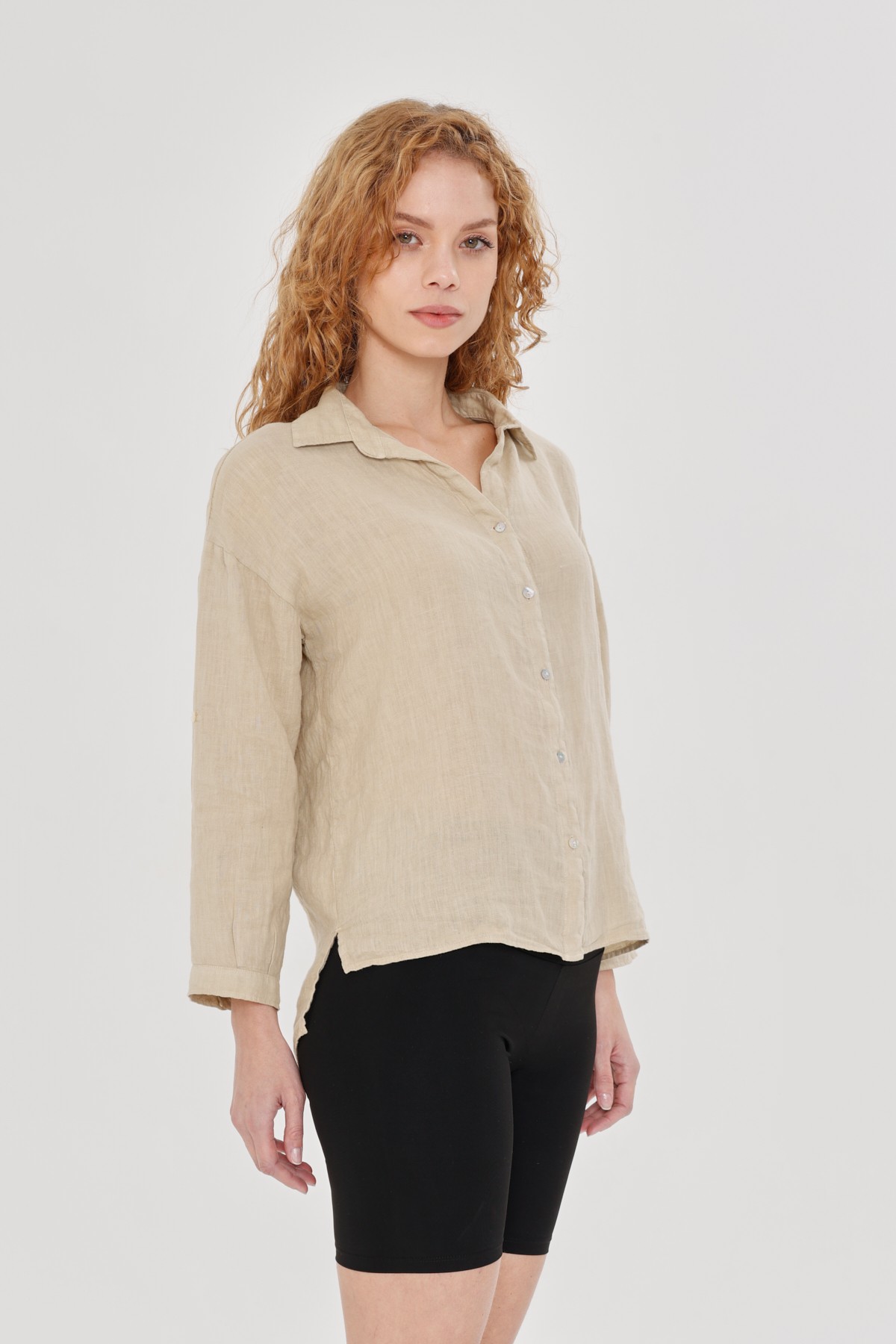 WOMEN'S BEIGE LINEN SHIRT