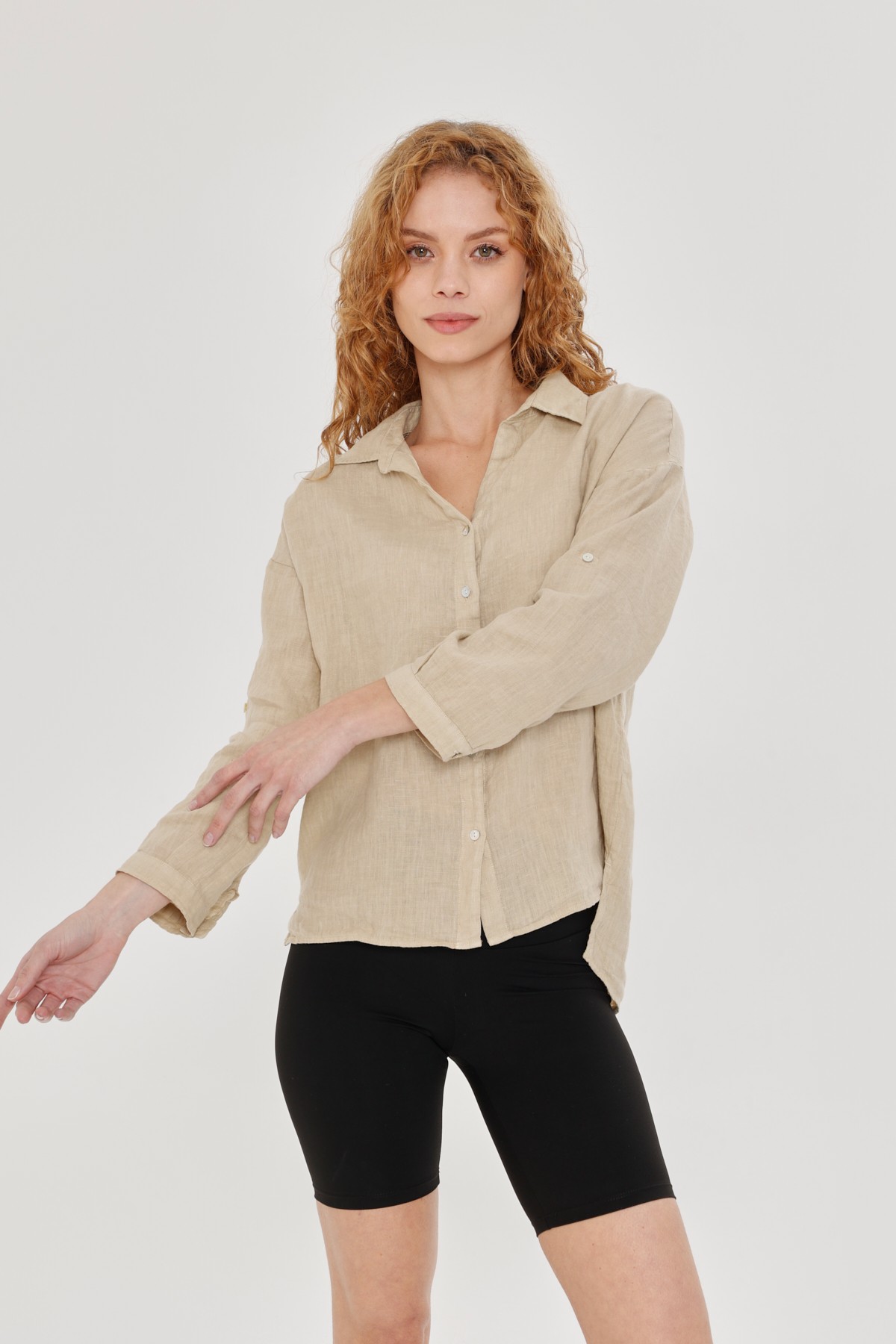 WOMEN'S BEIGE LINEN SHIRT