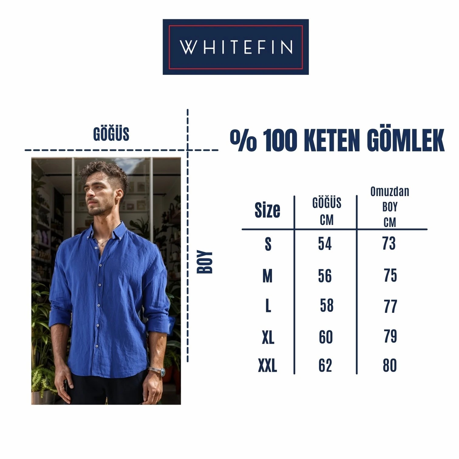 Erkek Keten Gömlek İndigo