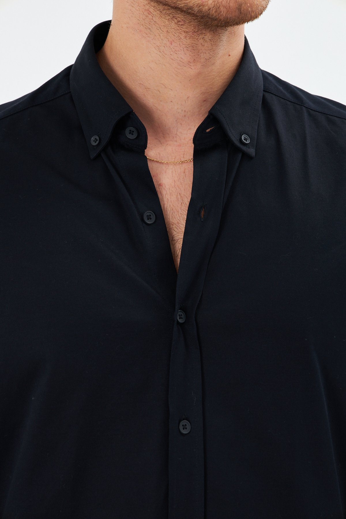 Black Mercerized Jersey Cotton Shirt