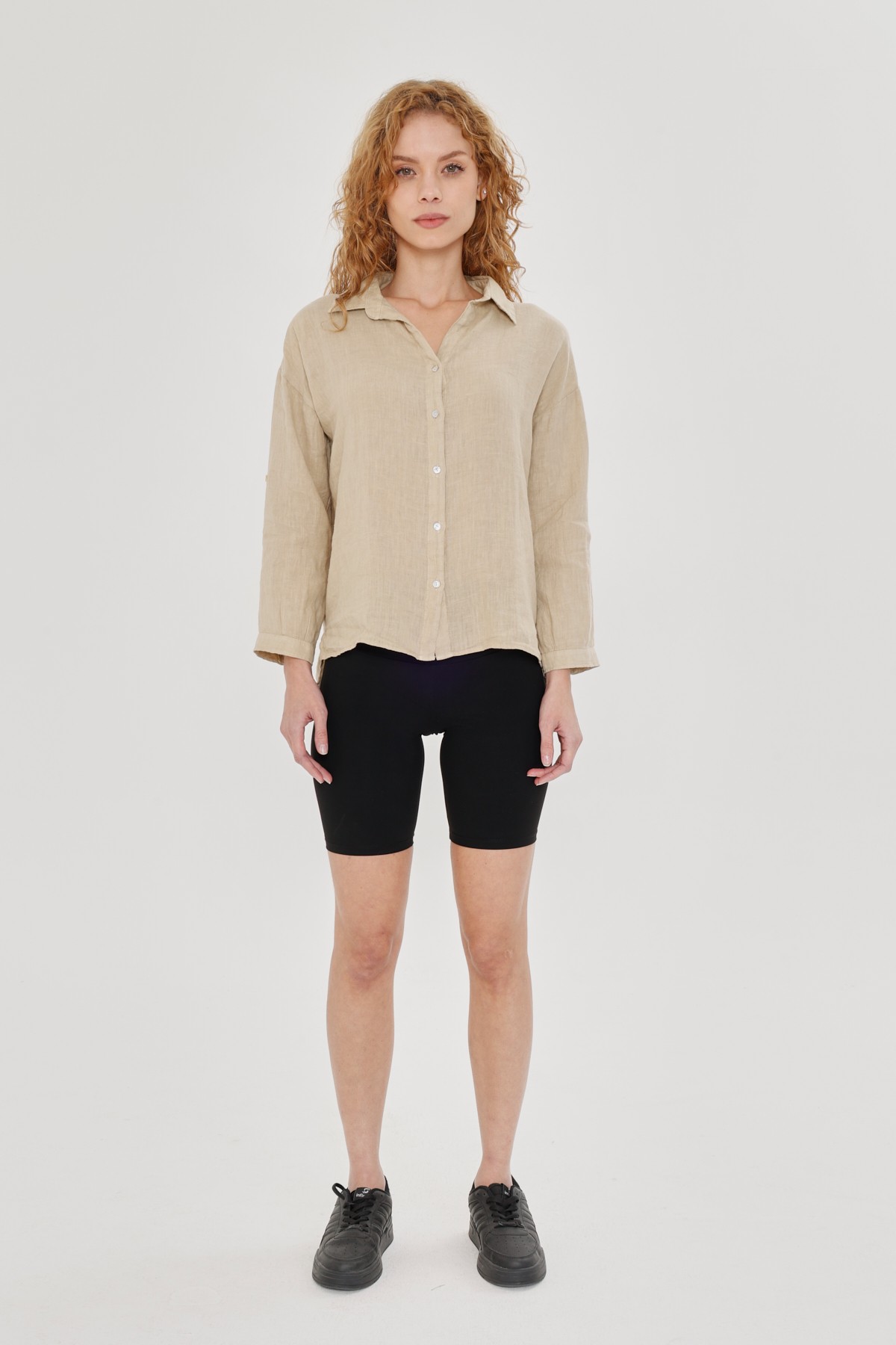 WOMEN'S BEIGE LINEN SHIRT